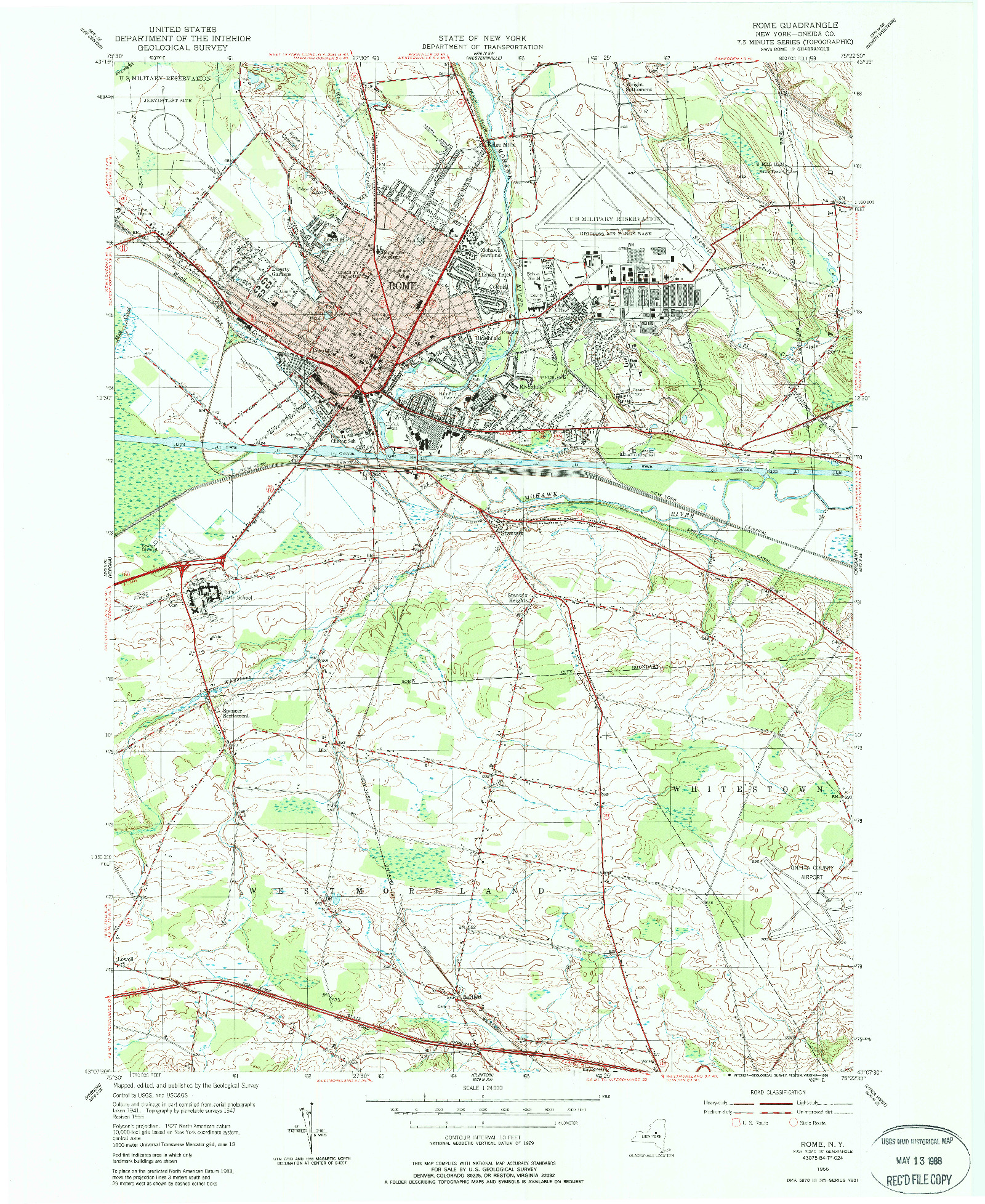 USGS 1:24000-SCALE QUADRANGLE FOR ROME, NY 1955