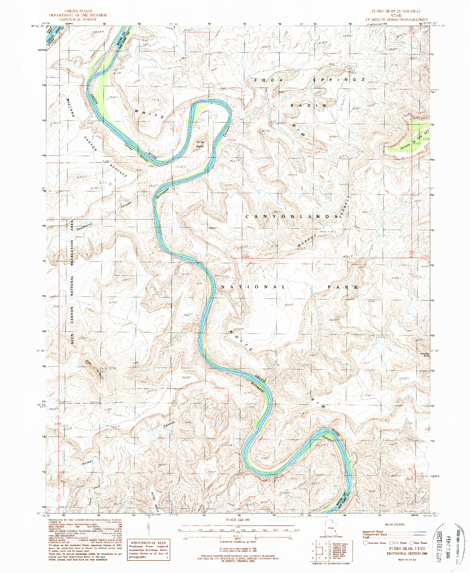 USGS 1:24000-SCALE QUADRANGLE FOR TURKS HEAD, UT 1988