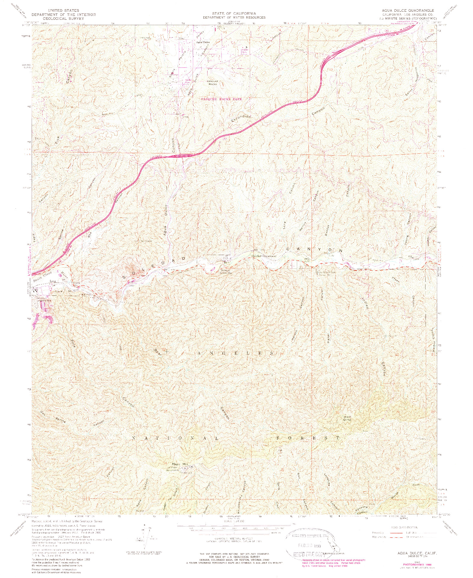 USGS 1:24000-SCALE QUADRANGLE FOR AGUA DULCE, CA 1960