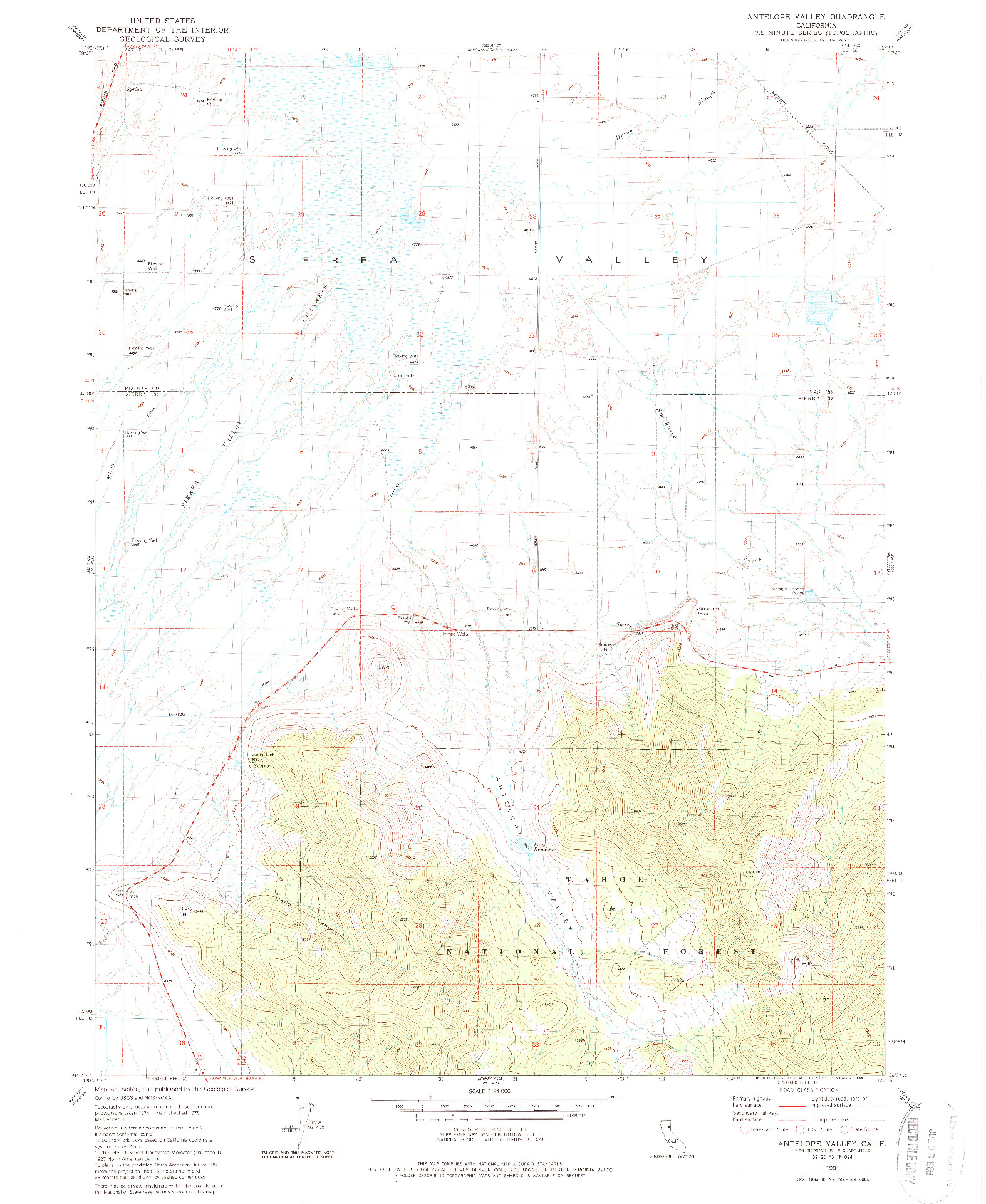 USGS 1:24000-SCALE QUADRANGLE FOR ANTELOPE VALLEY, CA 1981