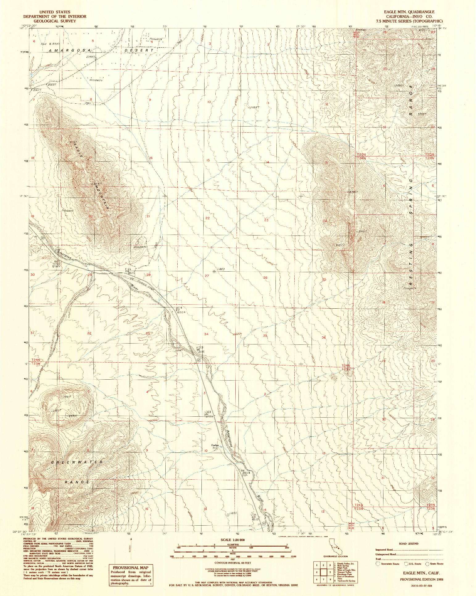 USGS 1:24000-SCALE QUADRANGLE FOR EAGLE MTN., CA 1988