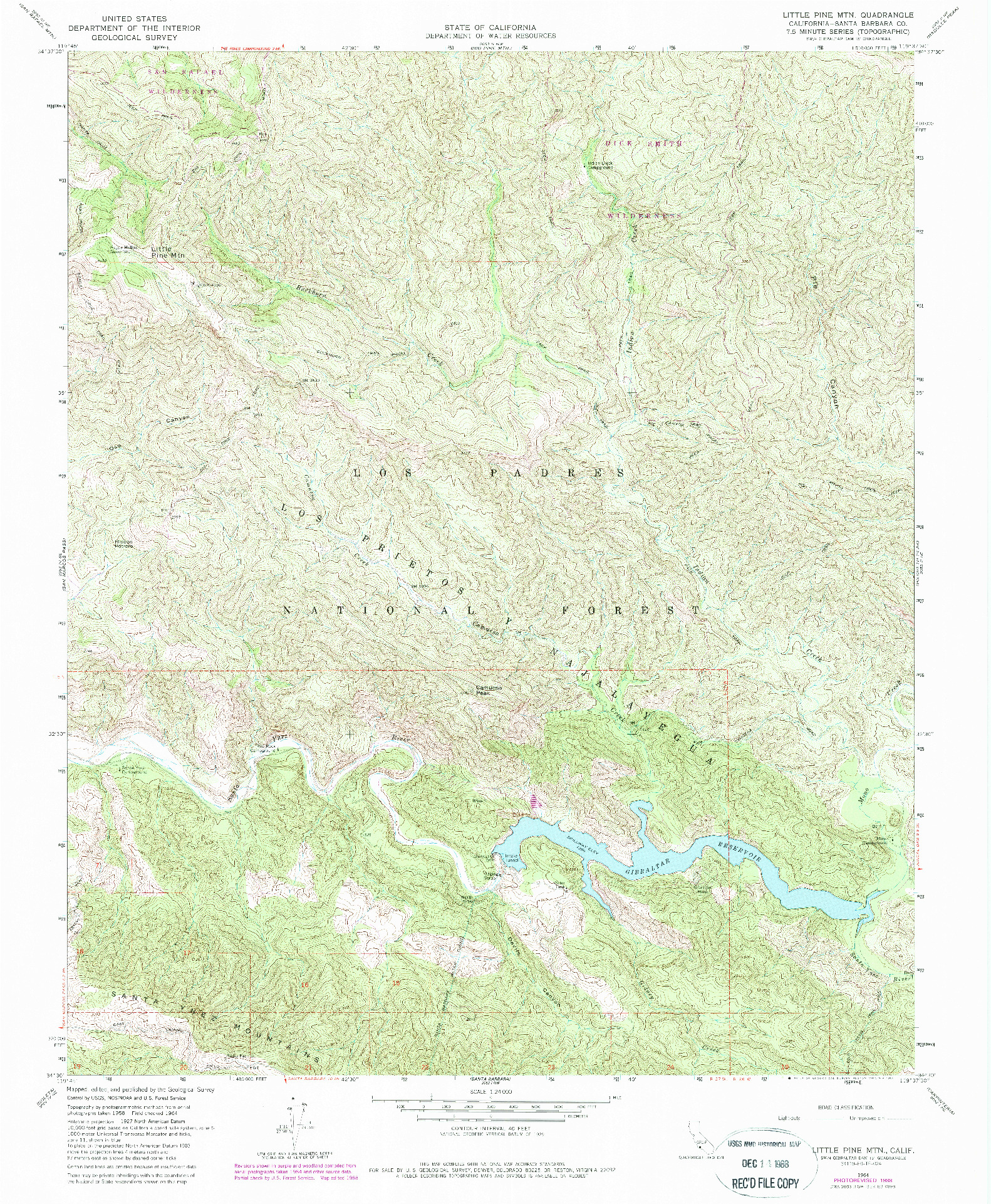 USGS 1:24000-SCALE QUADRANGLE FOR LITTLE PINE MOUNTAIN, CA 1964