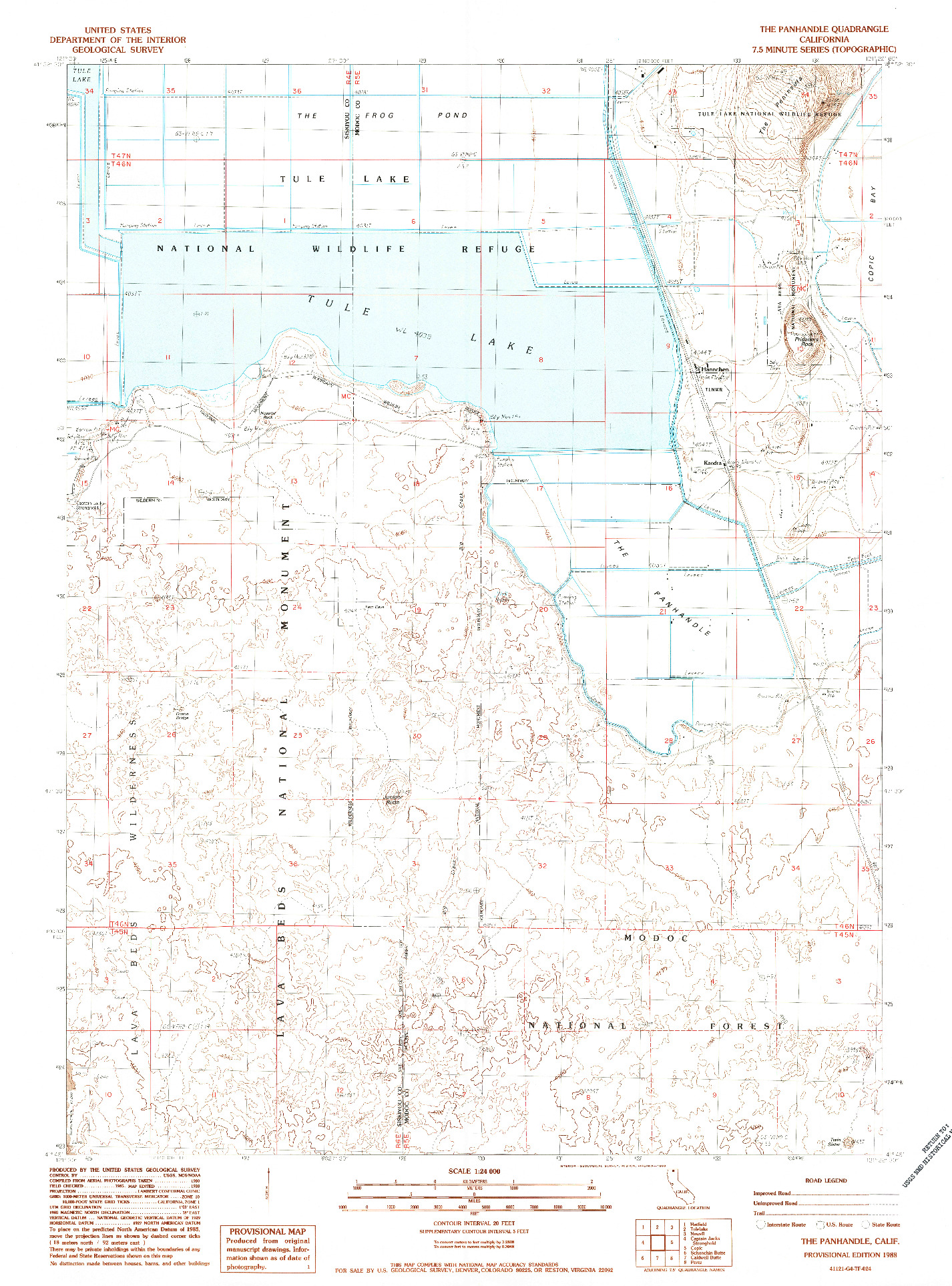USGS 1:24000-SCALE QUADRANGLE FOR THE PANHANDLE, CA 1988