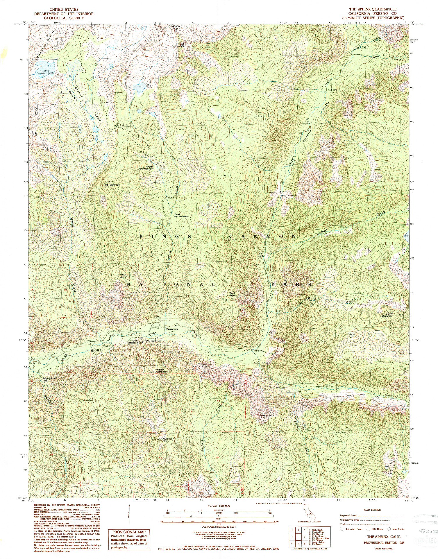 USGS 1:24000-SCALE QUADRANGLE FOR THE SPHINX, CA 1988
