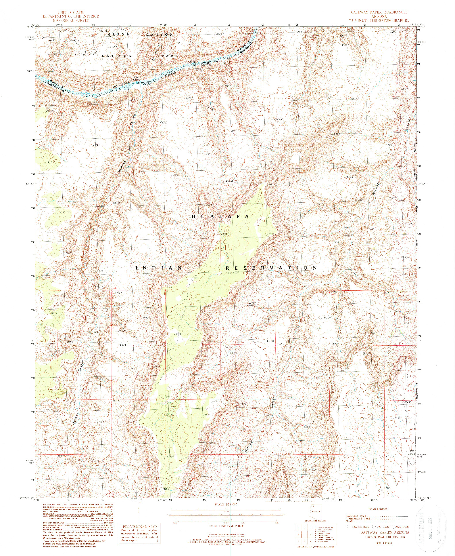 USGS 1:24000-SCALE QUADRANGLE FOR GATEWAY RAPIDS, AZ 1988