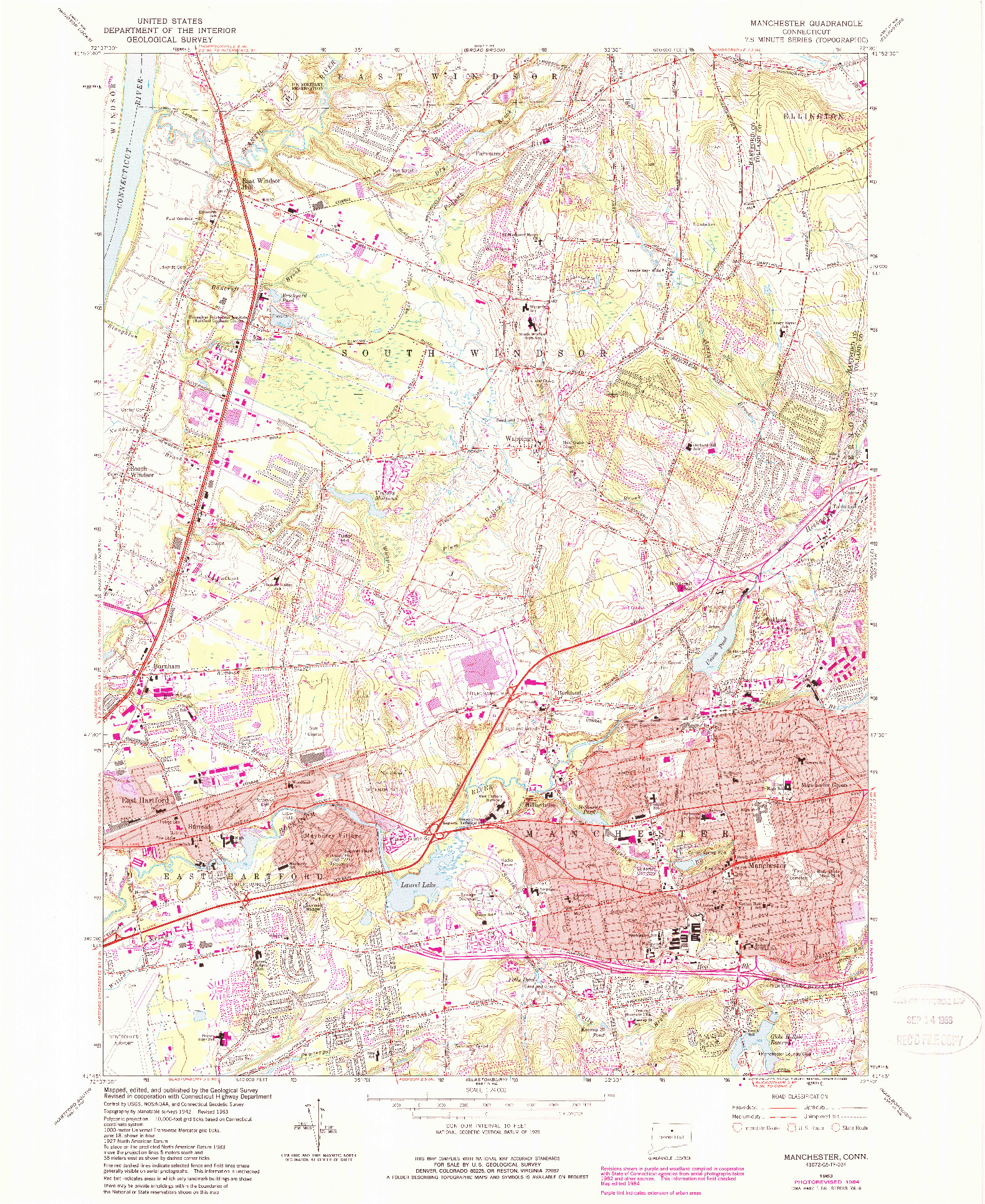 USGS 1:24000-SCALE QUADRANGLE FOR MANCHESTER, CT 1963