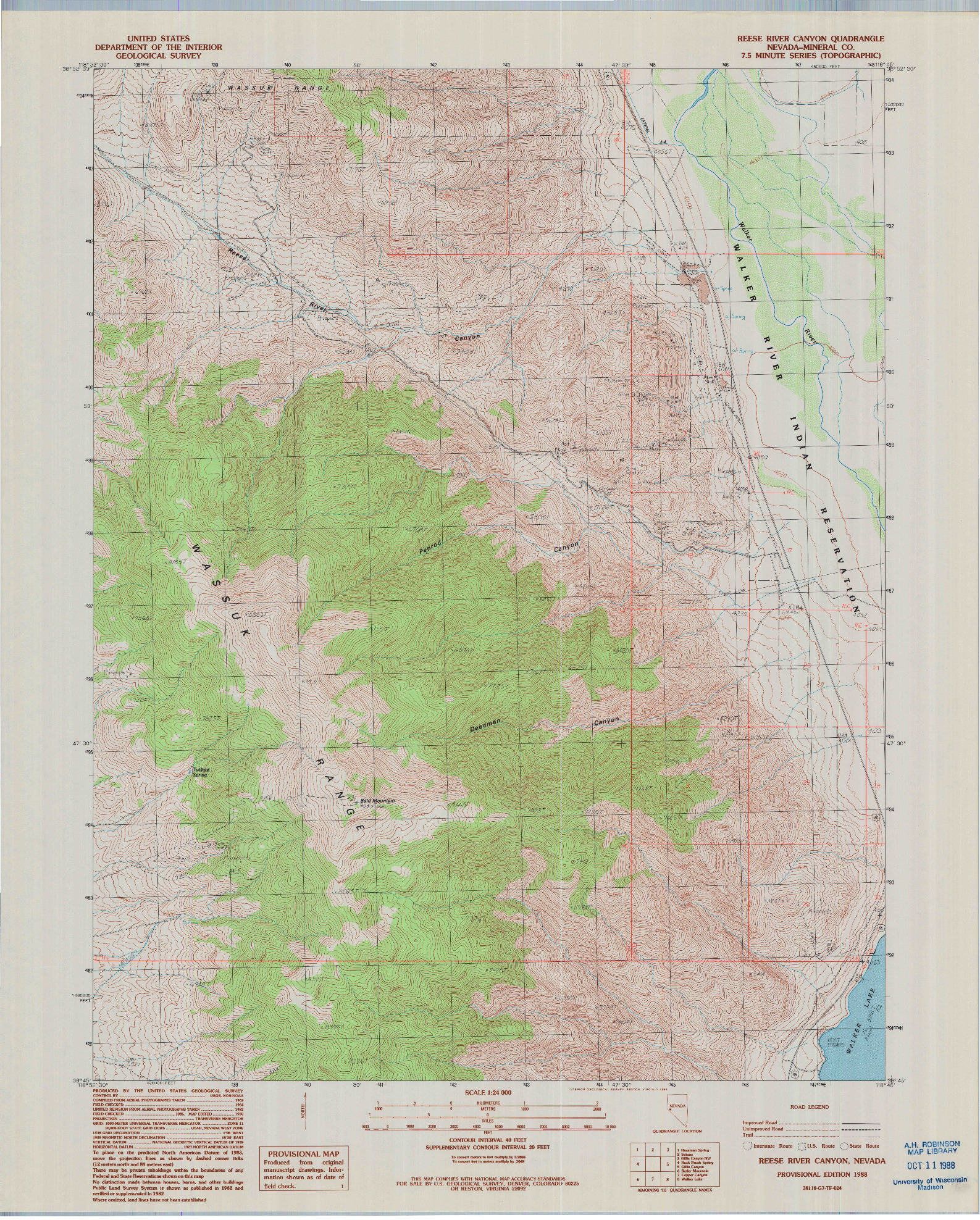 USGS 1:24000-SCALE QUADRANGLE FOR REESE RIVER CANYON, NV 1988