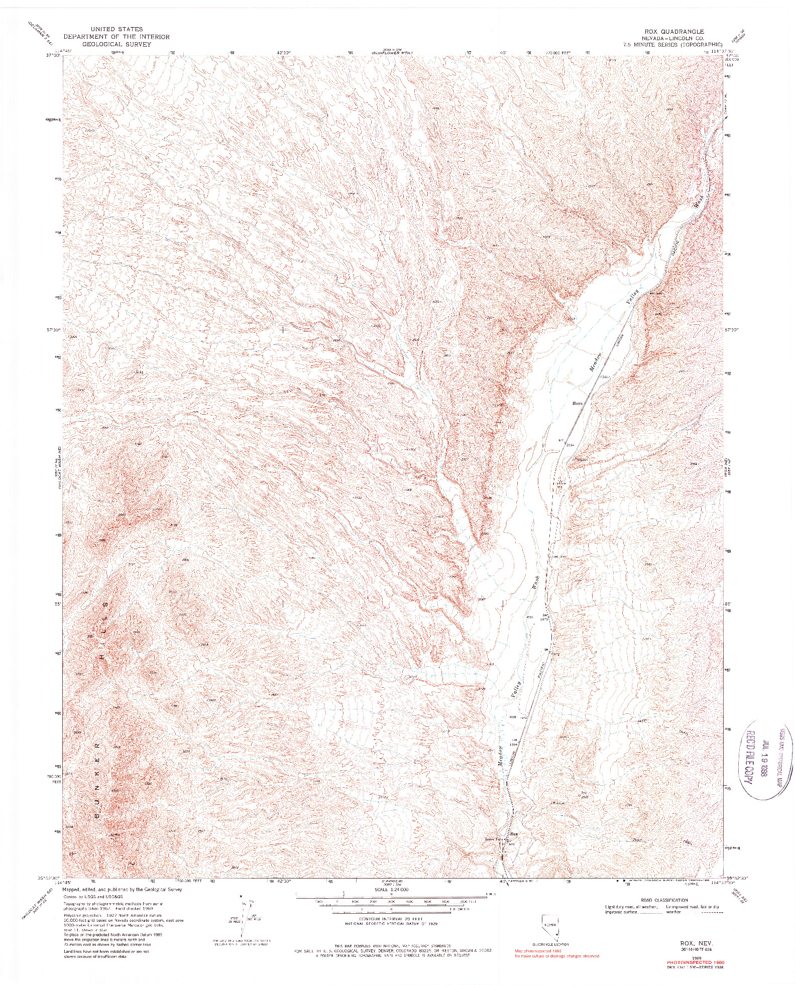 USGS 1:24000-SCALE QUADRANGLE FOR ROX, NV 1969