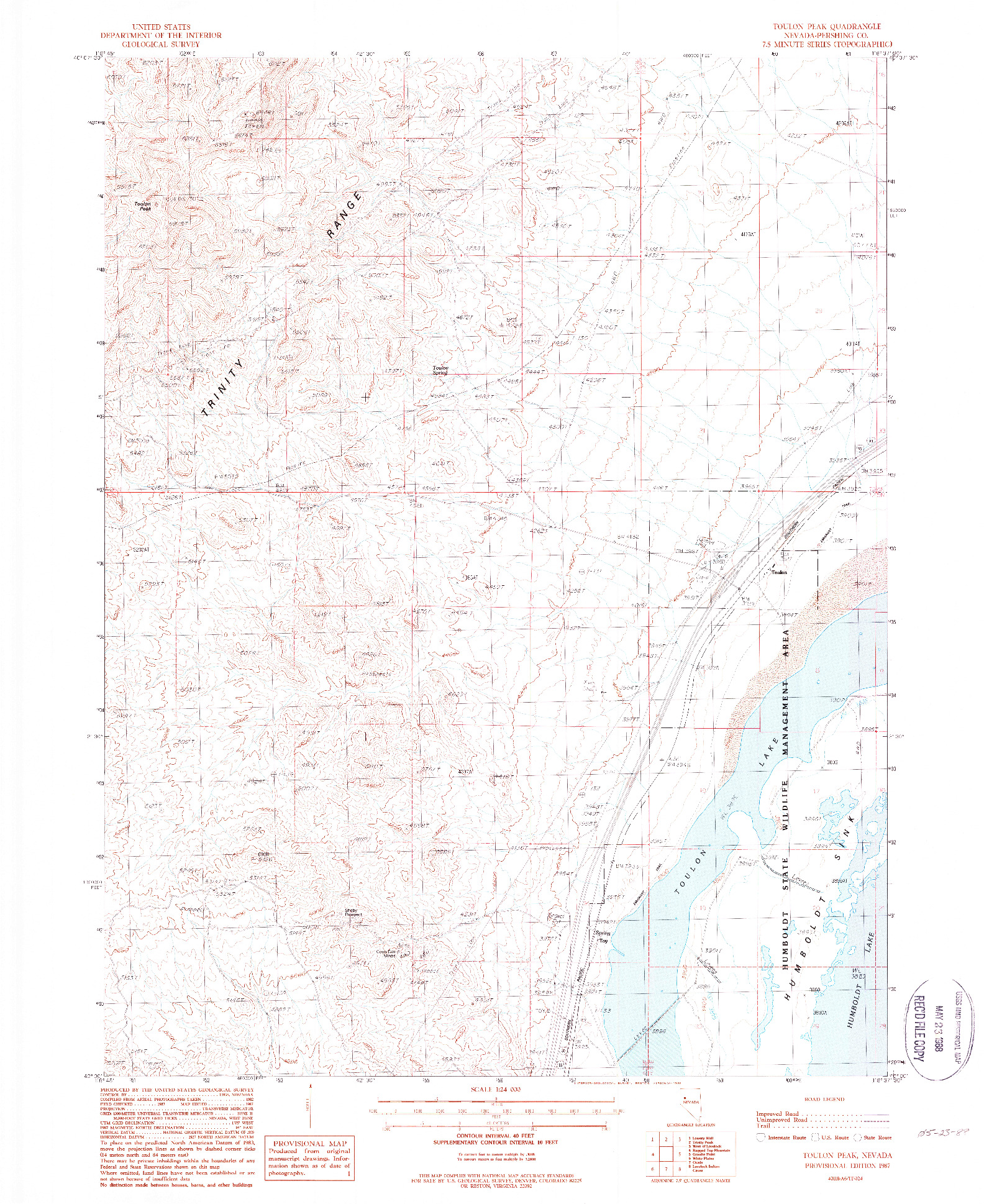 USGS 1:24000-SCALE QUADRANGLE FOR TOULON PEAK, NV 1987
