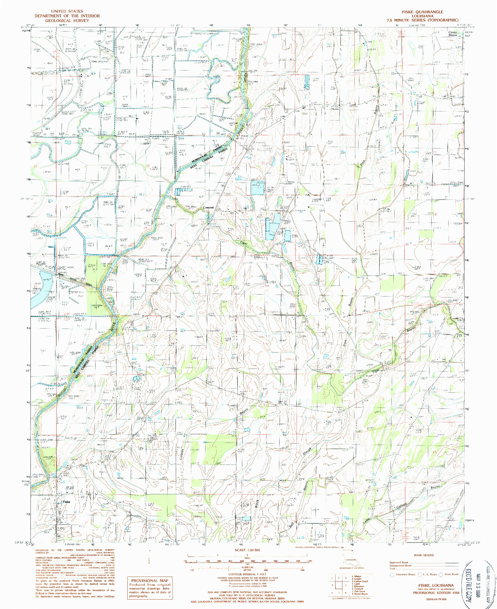 USGS 1:24000-SCALE QUADRANGLE FOR FISKE, LA 1988