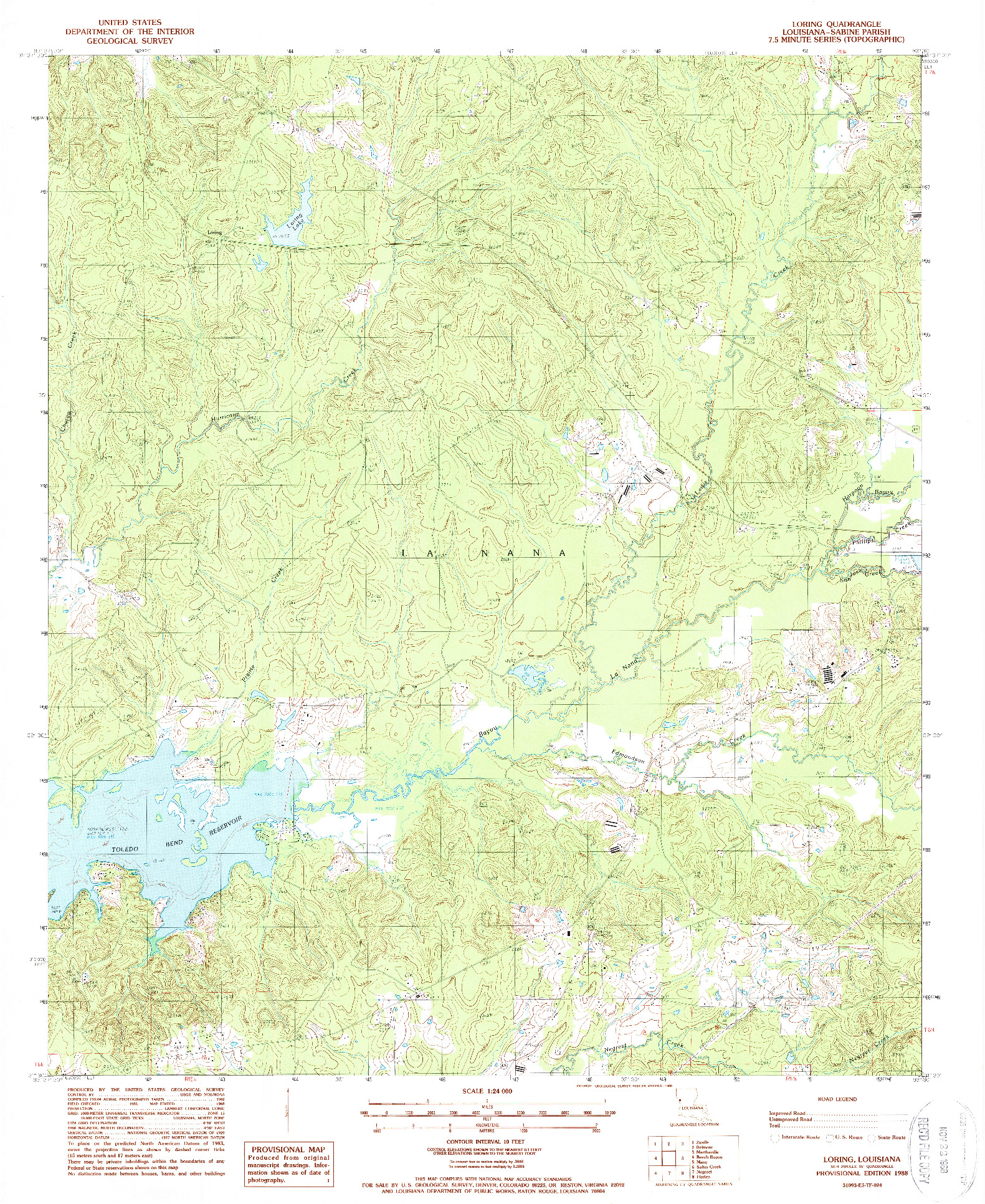 USGS 1:24000-SCALE QUADRANGLE FOR LORING, LA 1988