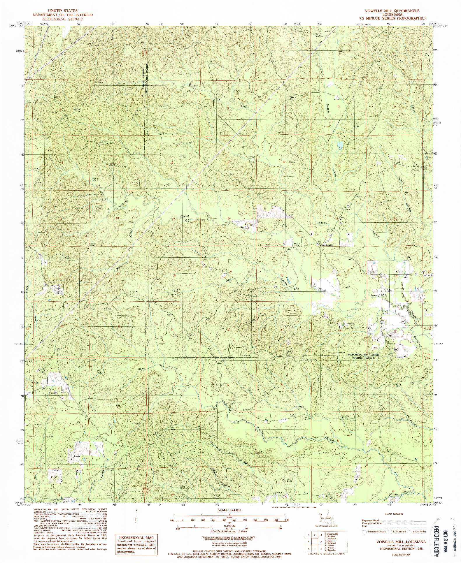 USGS 1:24000-SCALE QUADRANGLE FOR VOWELLS MILL, LA 1988
