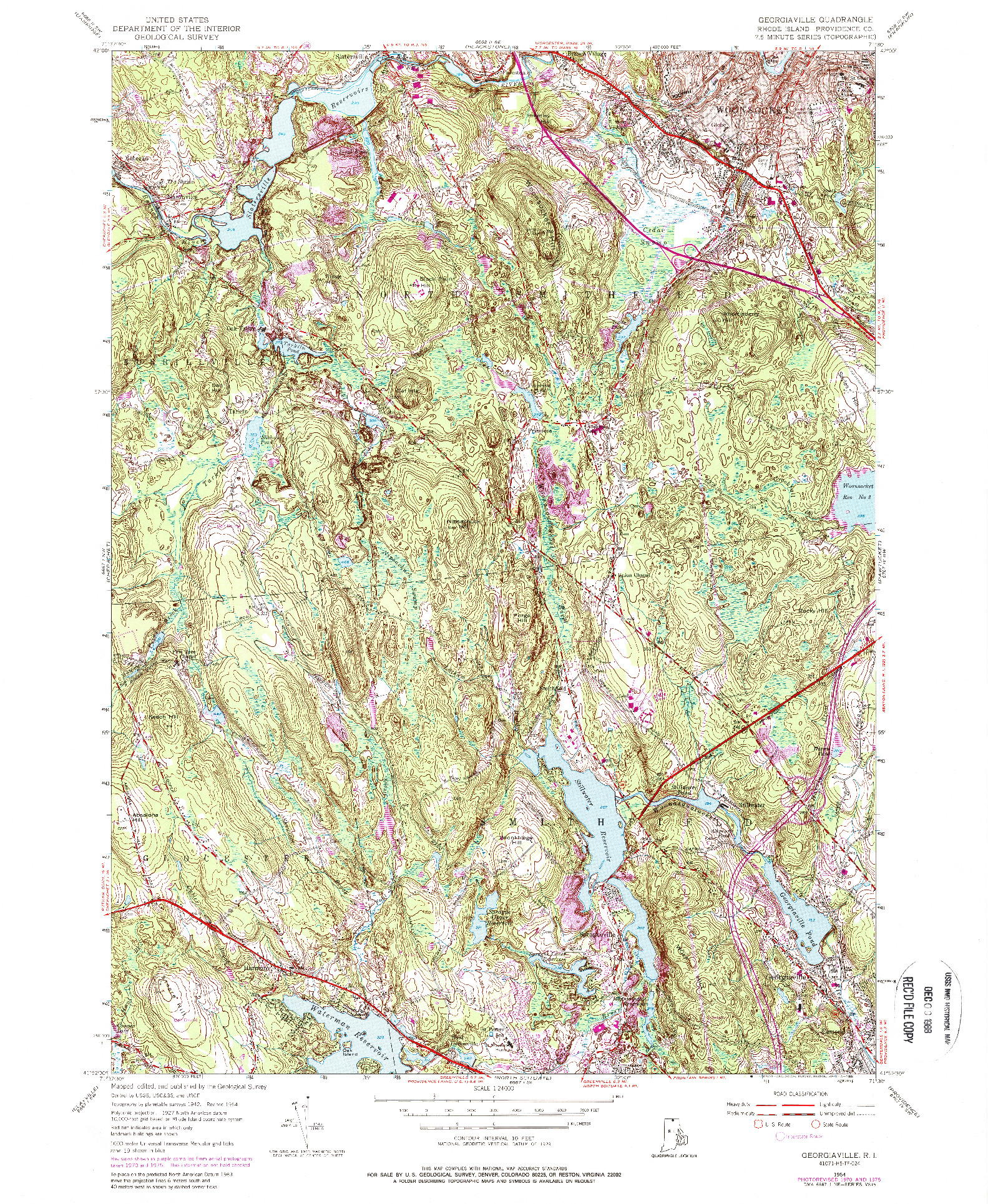 USGS 1:24000-SCALE QUADRANGLE FOR GEORGIAVILLE, RI 1954