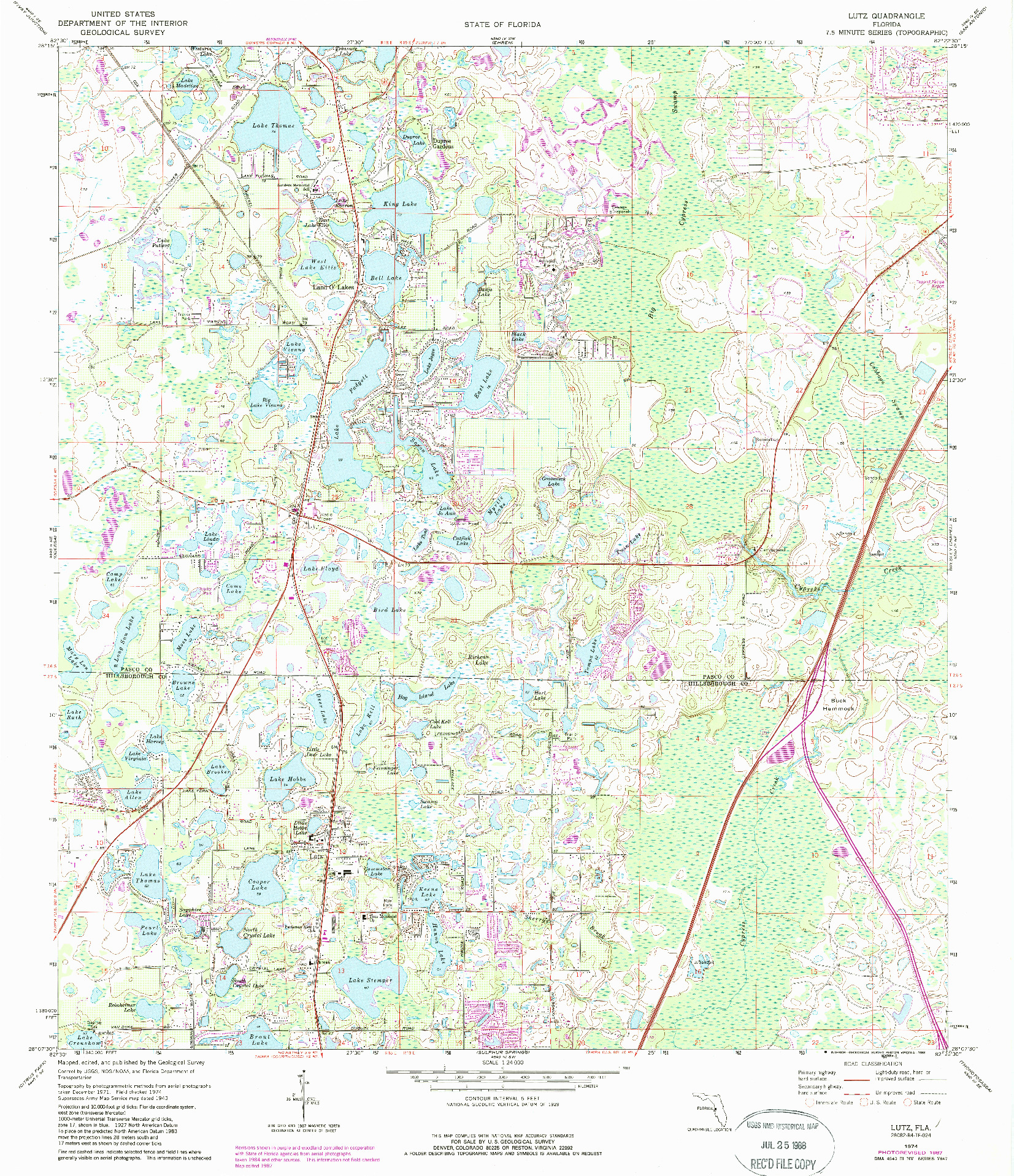 USGS 1:24000-SCALE QUADRANGLE FOR LUTZ, FL 1974