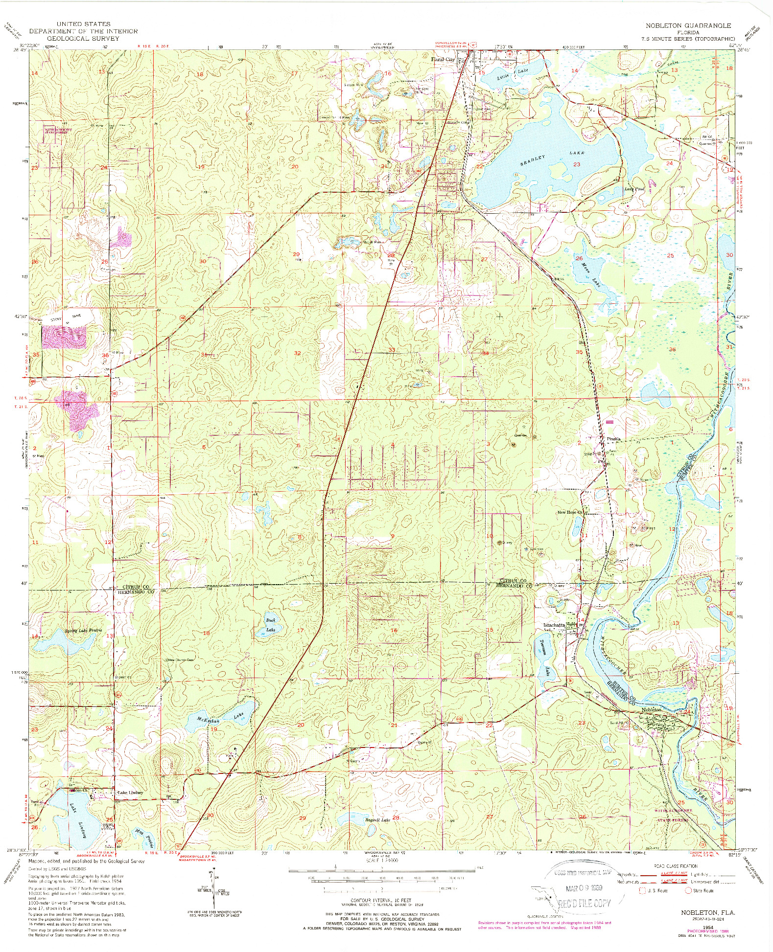 USGS 1:24000-SCALE QUADRANGLE FOR NOBLETON, FL 1954