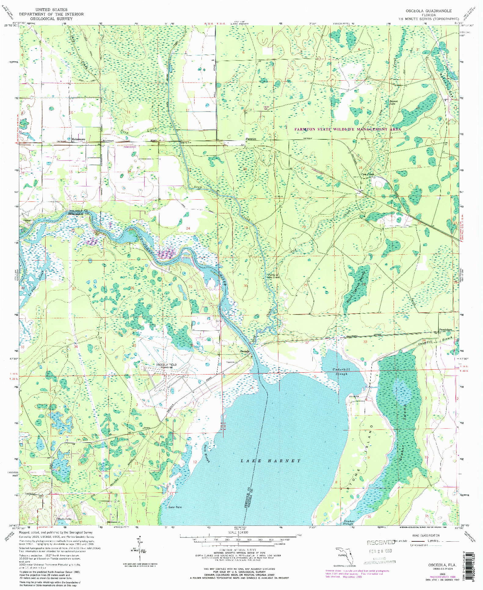 USGS 1:24000-SCALE QUADRANGLE FOR OSCEOLA, FL 1966