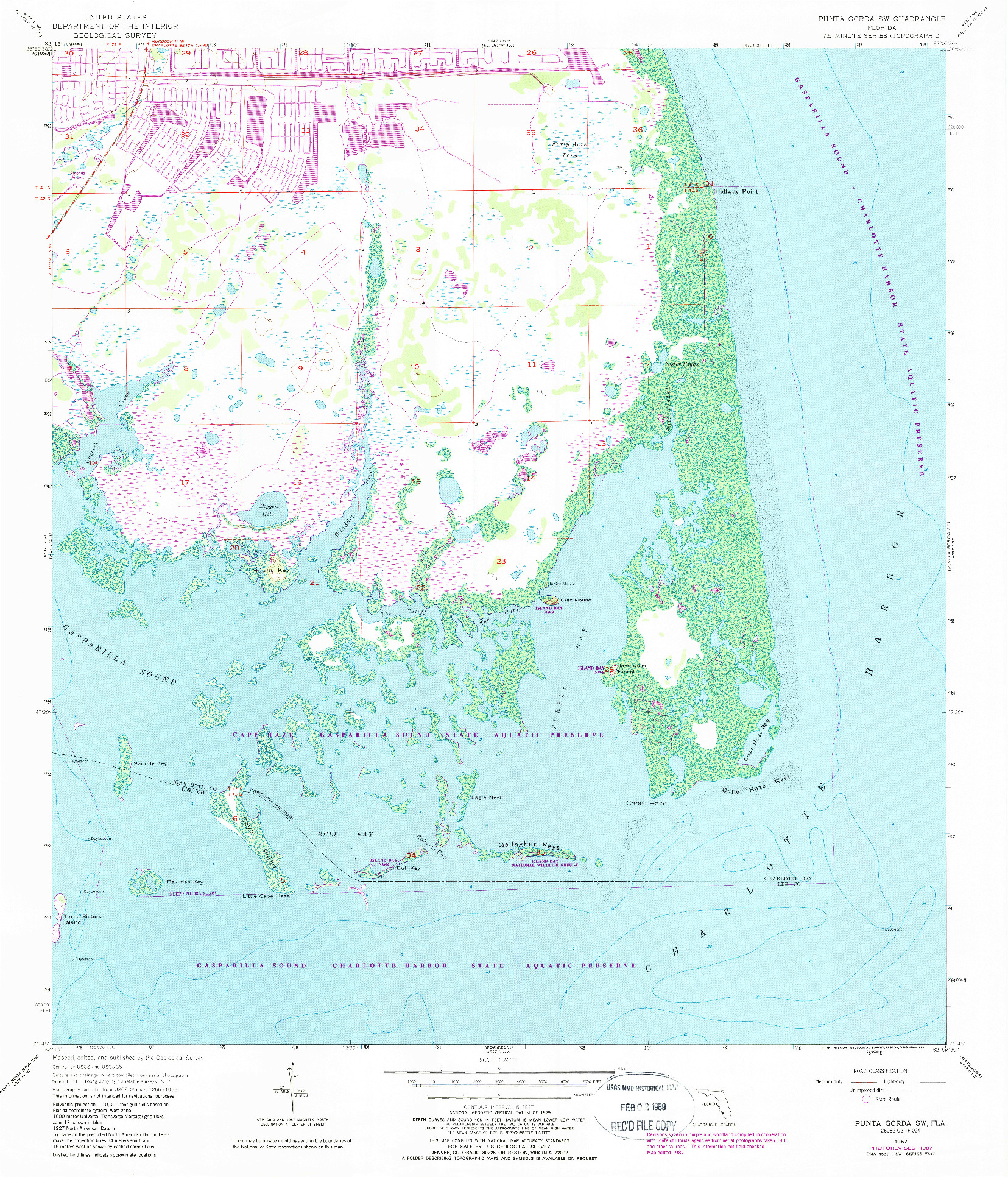 USGS 1:24000-SCALE QUADRANGLE FOR PUNTA GORDA SW, FL 1957