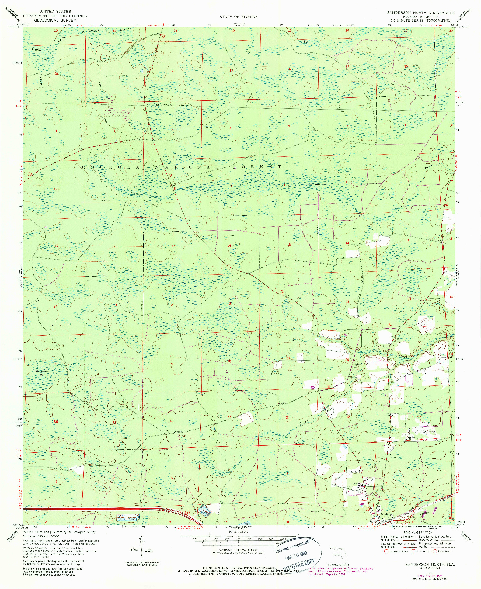 USGS 1:24000-SCALE QUADRANGLE FOR SANDERSON NORTH, FL 1969