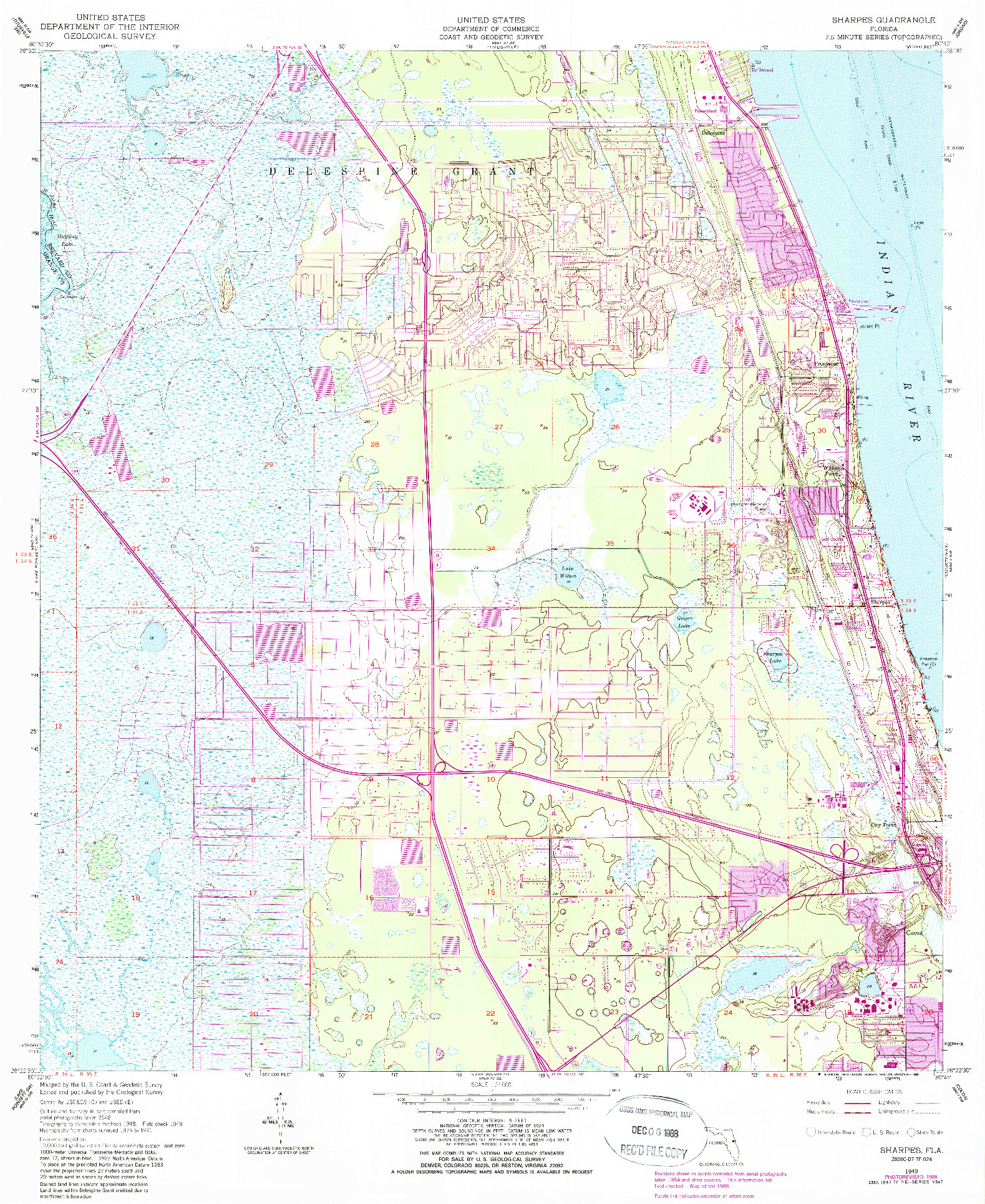 USGS 1:24000-SCALE QUADRANGLE FOR SHARPES, FL 1949