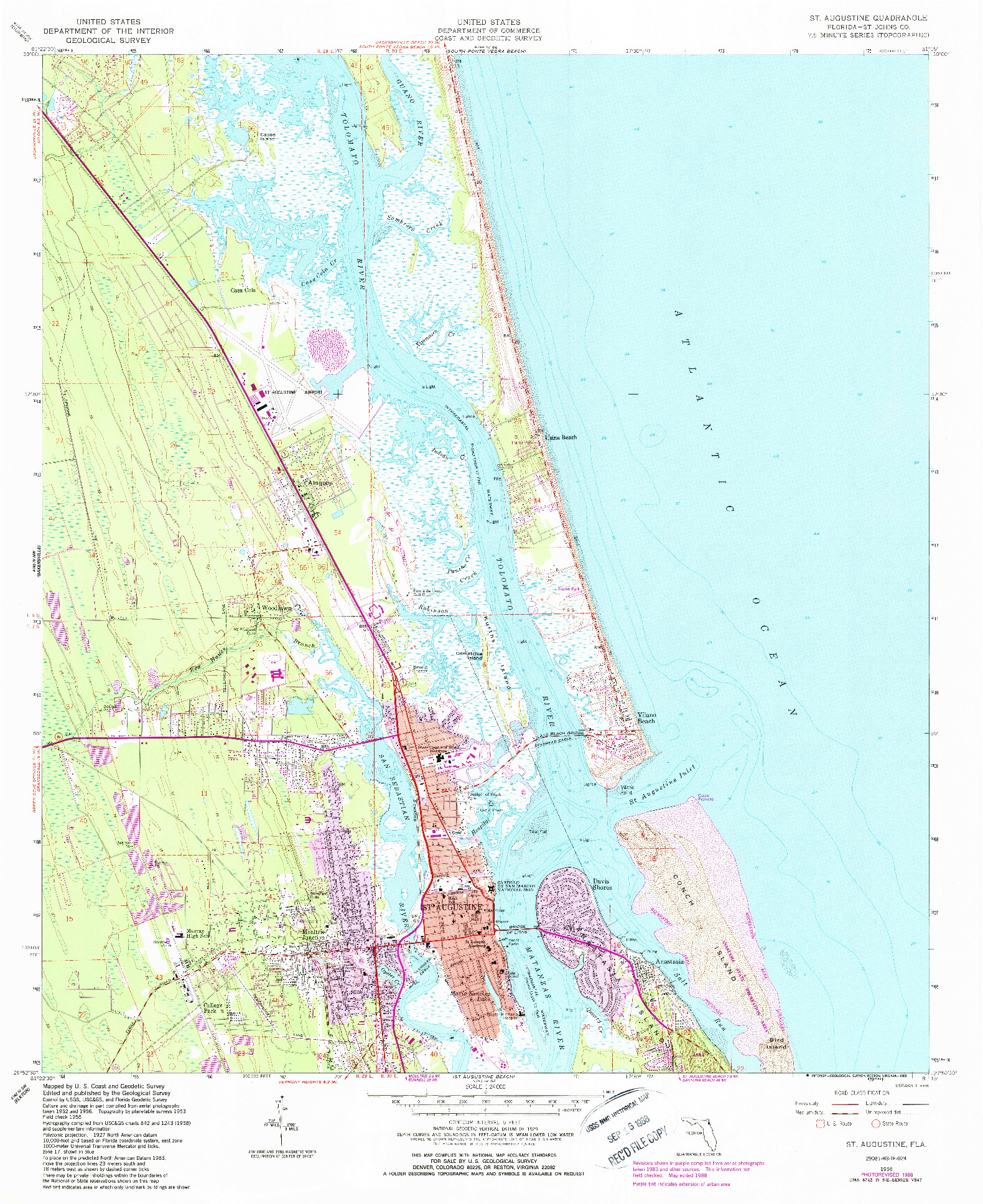 USGS 1:24000-SCALE QUADRANGLE FOR ST. AUGUSTINE, FL 1956