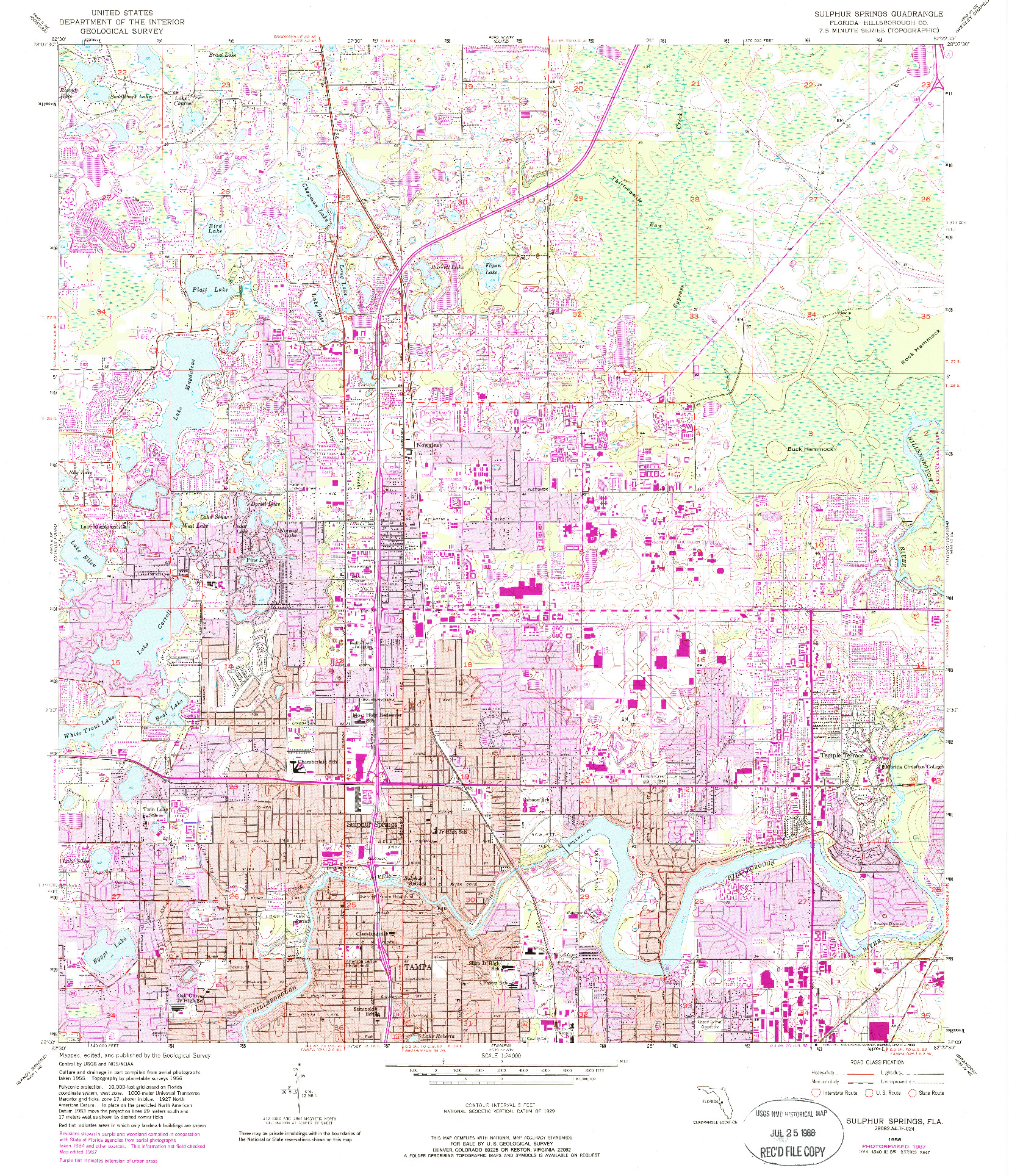 USGS 1:24000-SCALE QUADRANGLE FOR SULPHUR SPRINGS, FL 1956