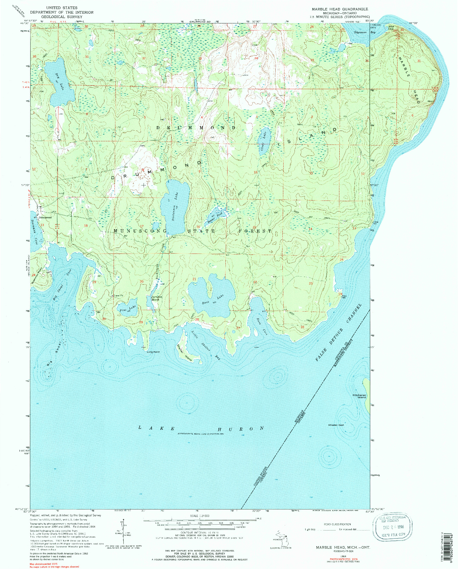 USGS 1:24000-SCALE QUADRANGLE FOR MARBLE HEAD, MI 1964