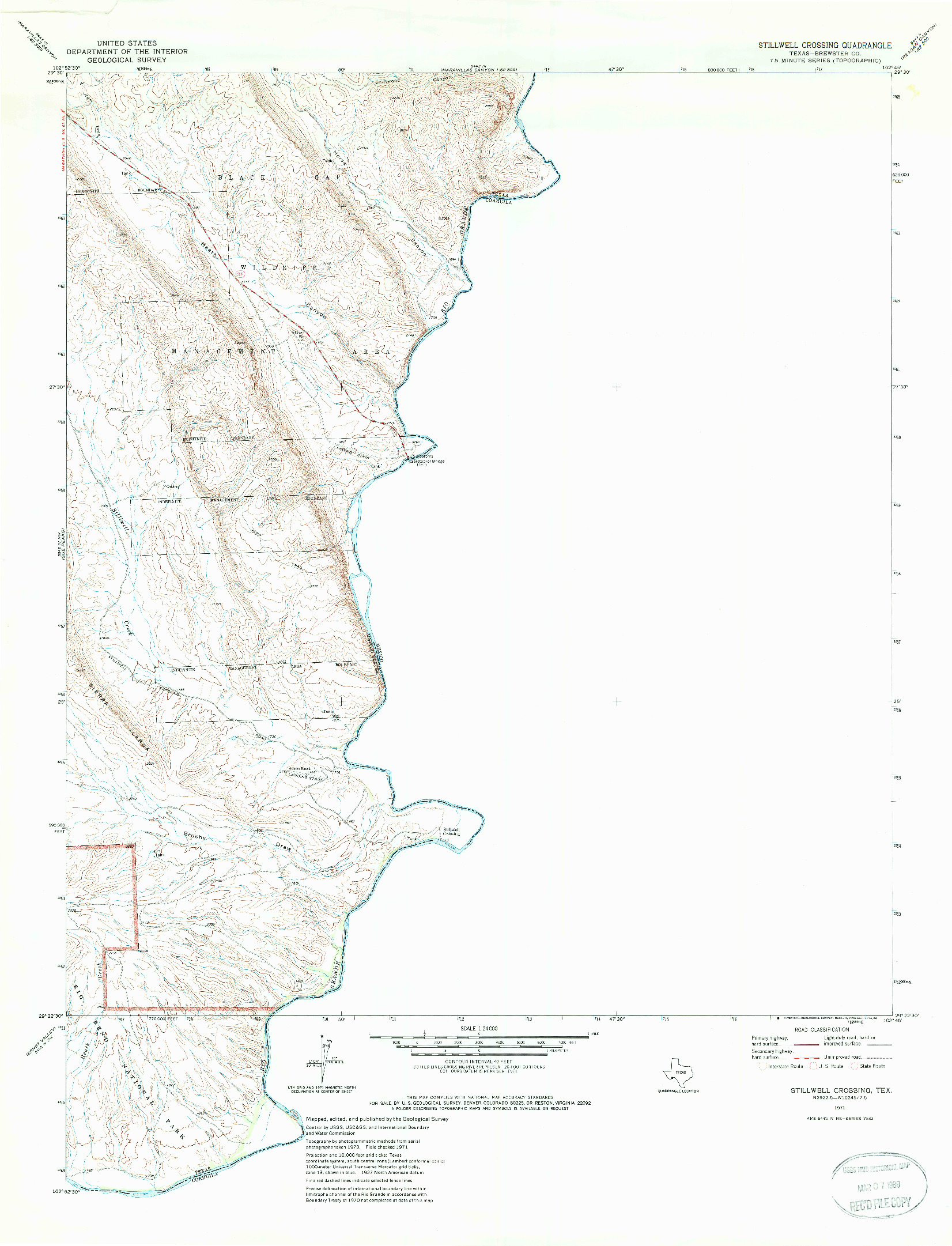 USGS 1:24000-SCALE QUADRANGLE FOR STILLWELL CROSSING, TX 1971