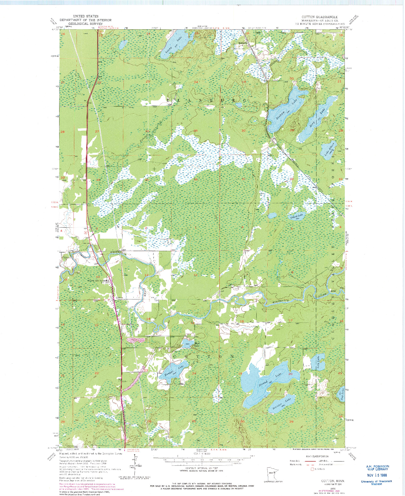 USGS 1:24000-SCALE QUADRANGLE FOR COTTON, MN 1956