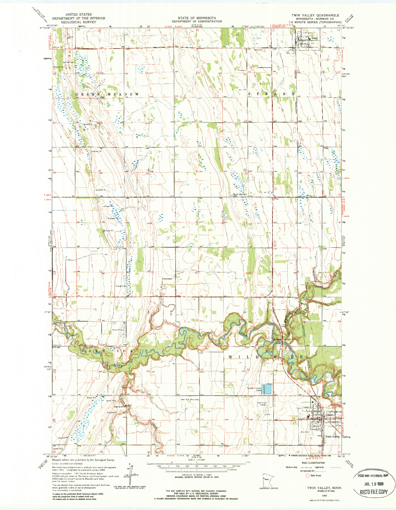 USGS 1:24000-SCALE QUADRANGLE FOR TWIN VALLEY, MN 1965