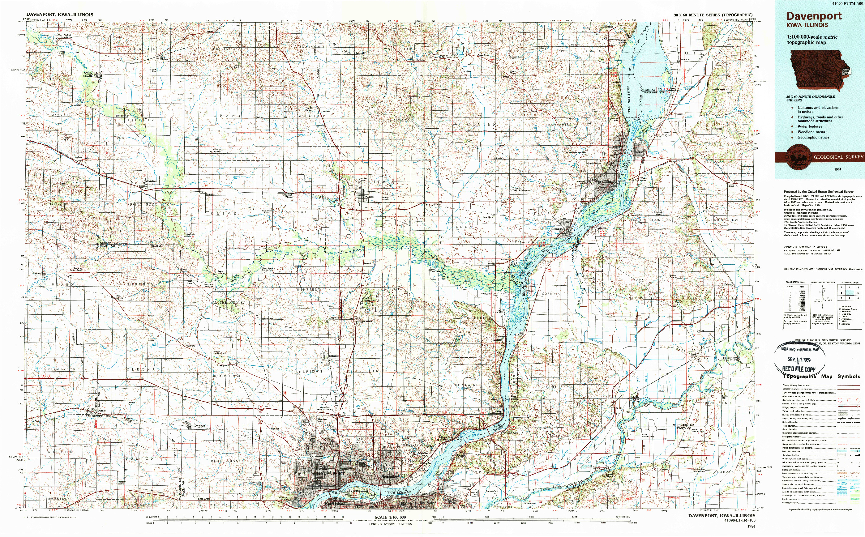 USGS 1:100000-SCALE QUADRANGLE FOR DAVENPORT, IA 1984