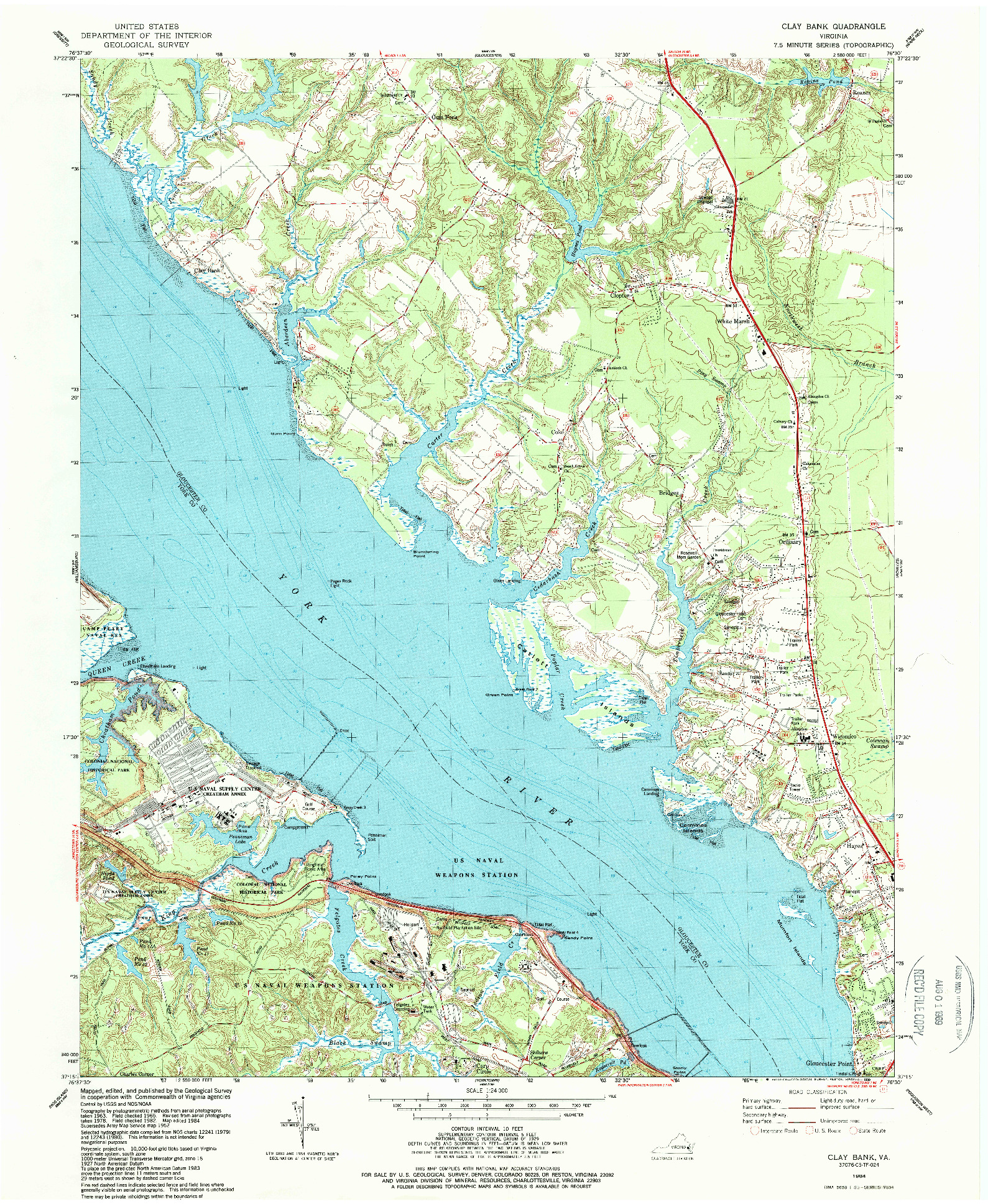 USGS 1:24000-SCALE QUADRANGLE FOR CLAY BANK, VA 1984