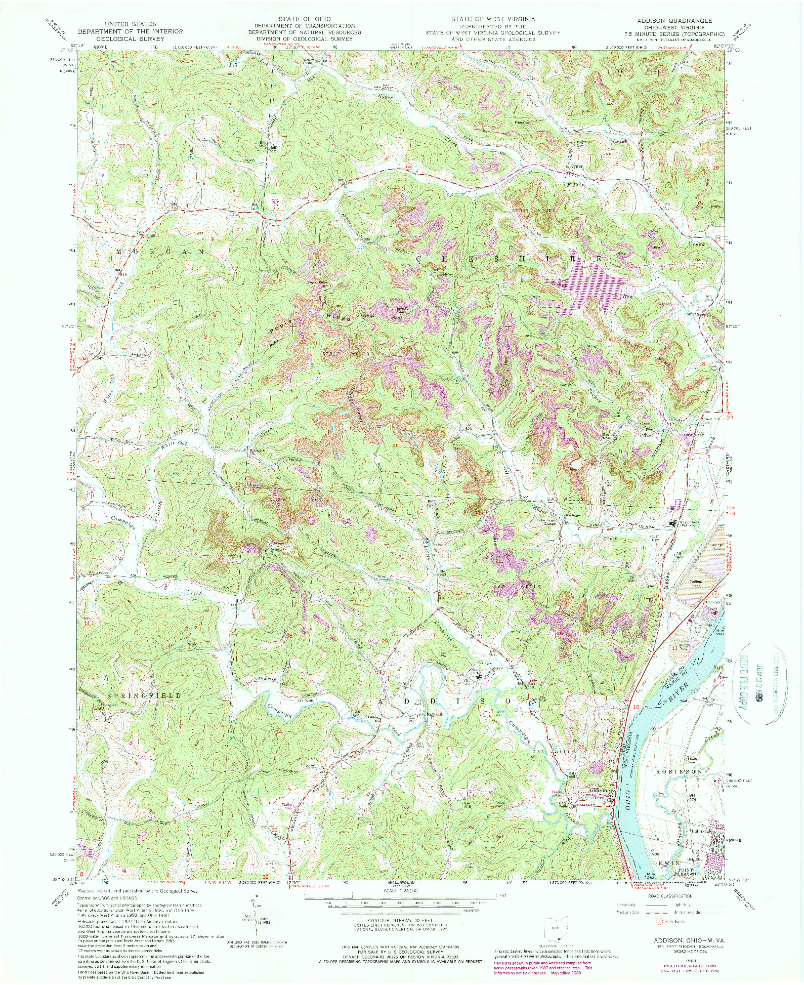 USGS 1:24000-SCALE QUADRANGLE FOR ADDISON, OH 1960