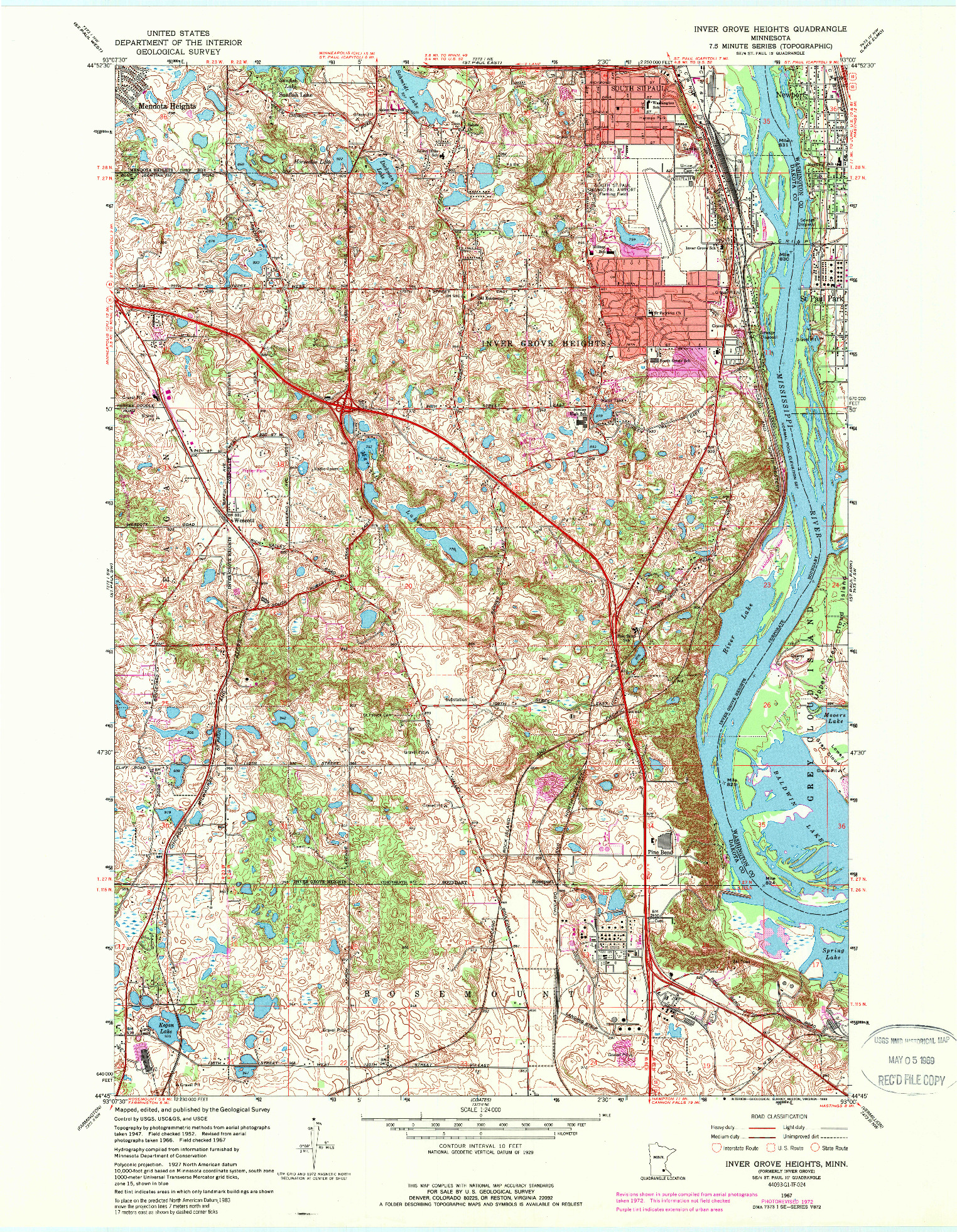 USGS 1:24000-SCALE QUADRANGLE FOR INVER GROVE HEIGHTS, MN 1967
