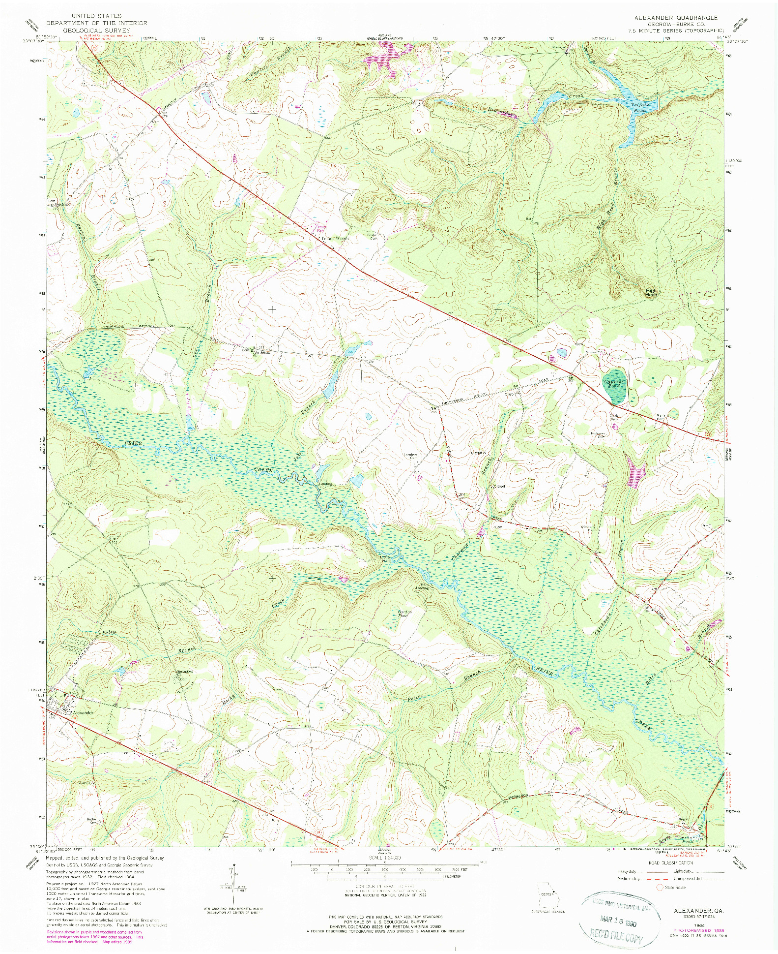 USGS 1:24000-SCALE QUADRANGLE FOR ALEXANDER, GA 1964