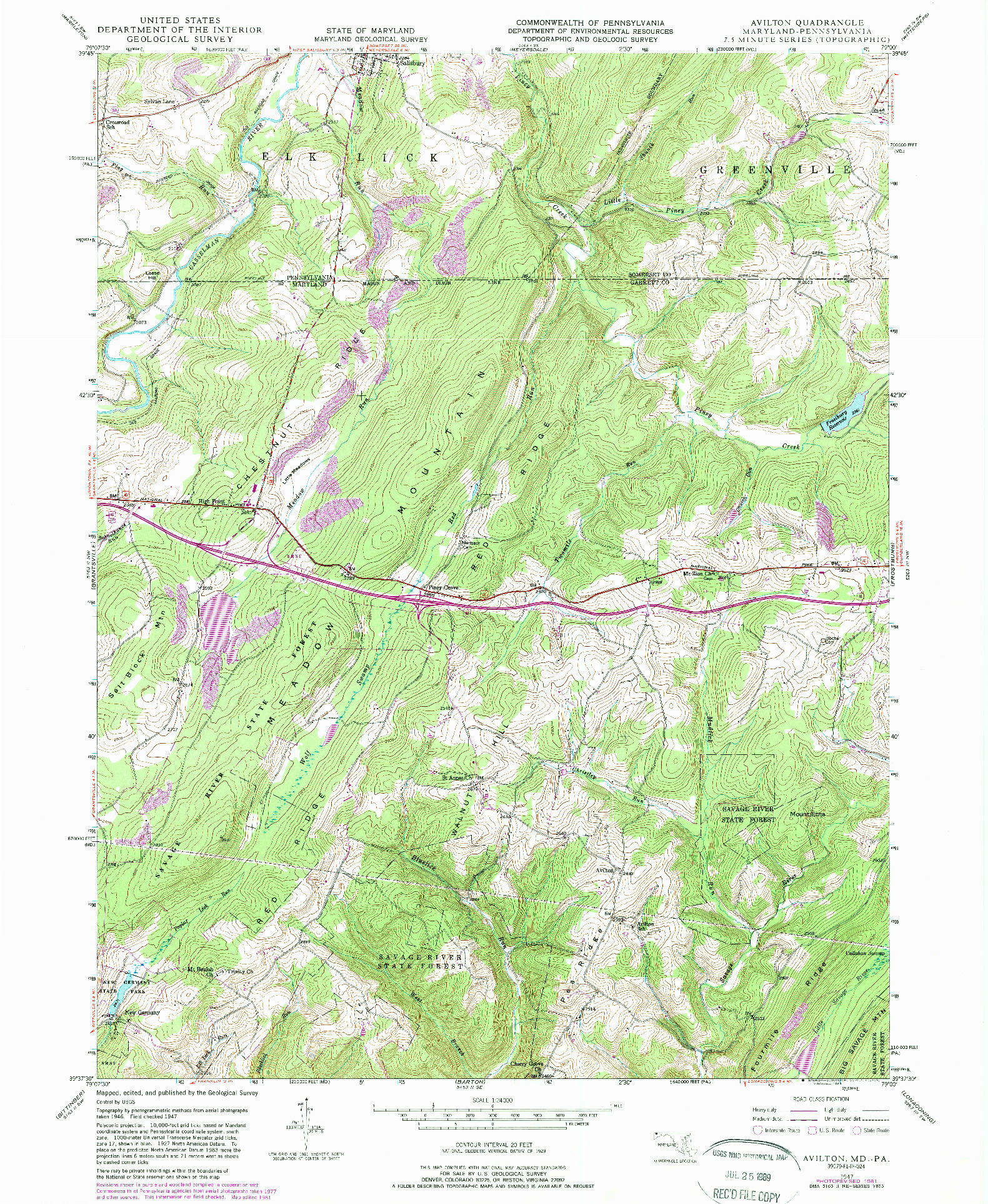 USGS 1:24000-SCALE QUADRANGLE FOR AVILTON, MD 1947