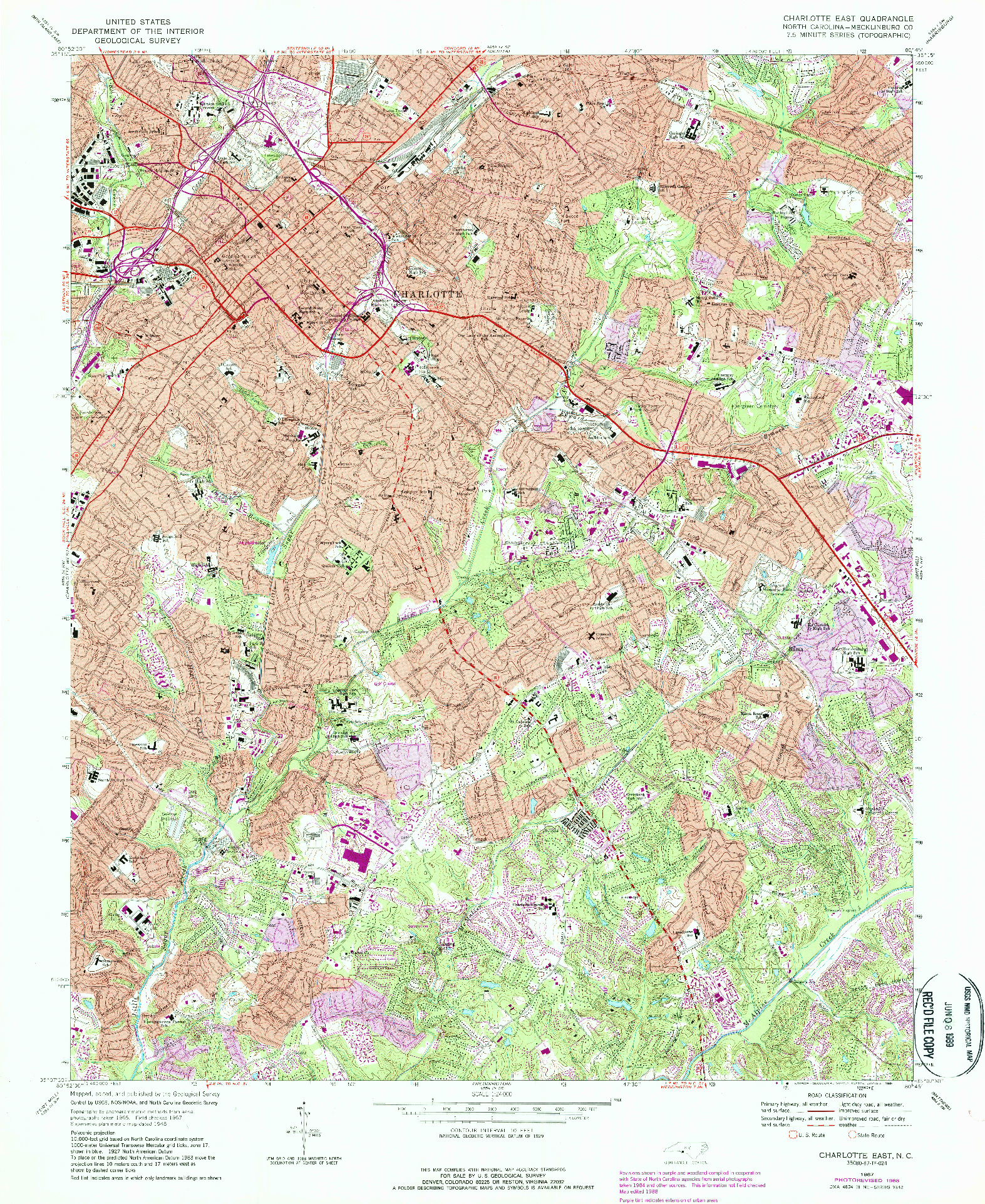 USGS 1:24000-SCALE QUADRANGLE FOR CHARLOTTE EAST, NC 1967