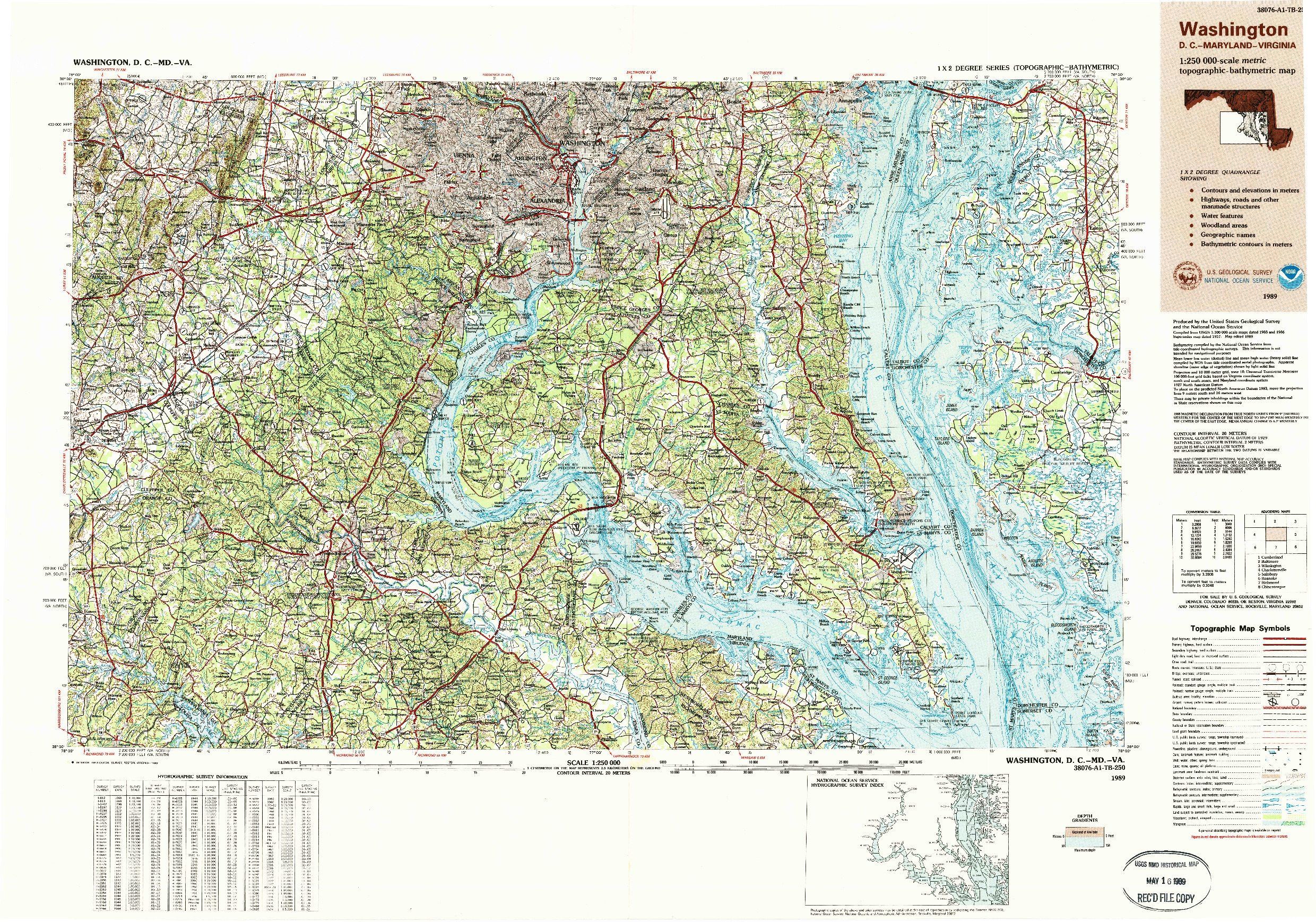 USGS 1:250000-SCALE QUADRANGLE FOR WASHINGTON, DC 1989