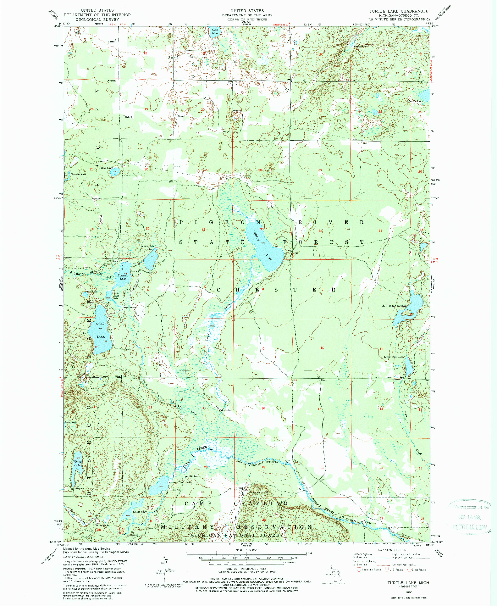 USGS 1:24000-SCALE QUADRANGLE FOR TURTLE LAKE, MI 1950