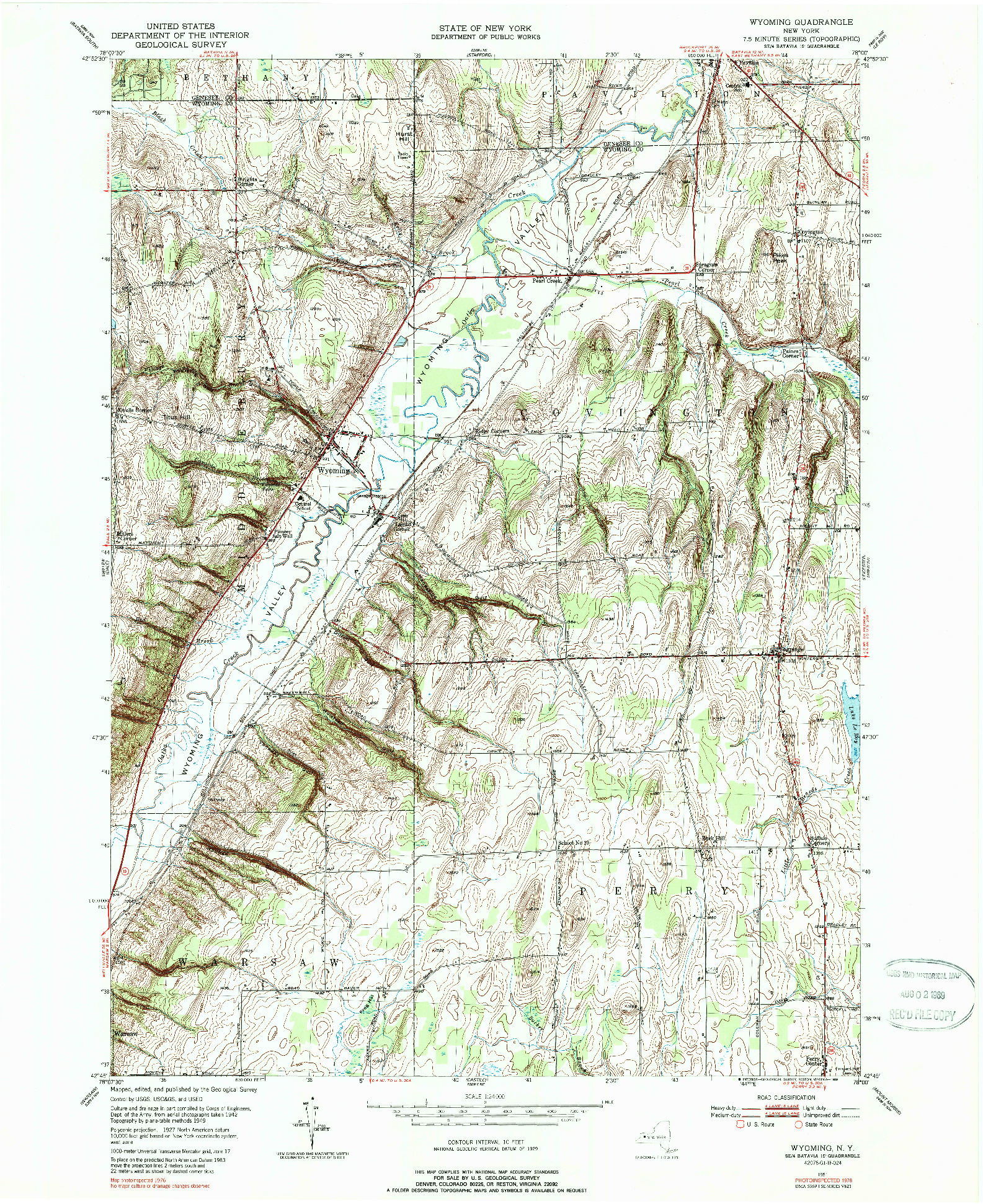 USGS 1:24000-SCALE QUADRANGLE FOR WYOMING, NY 1951