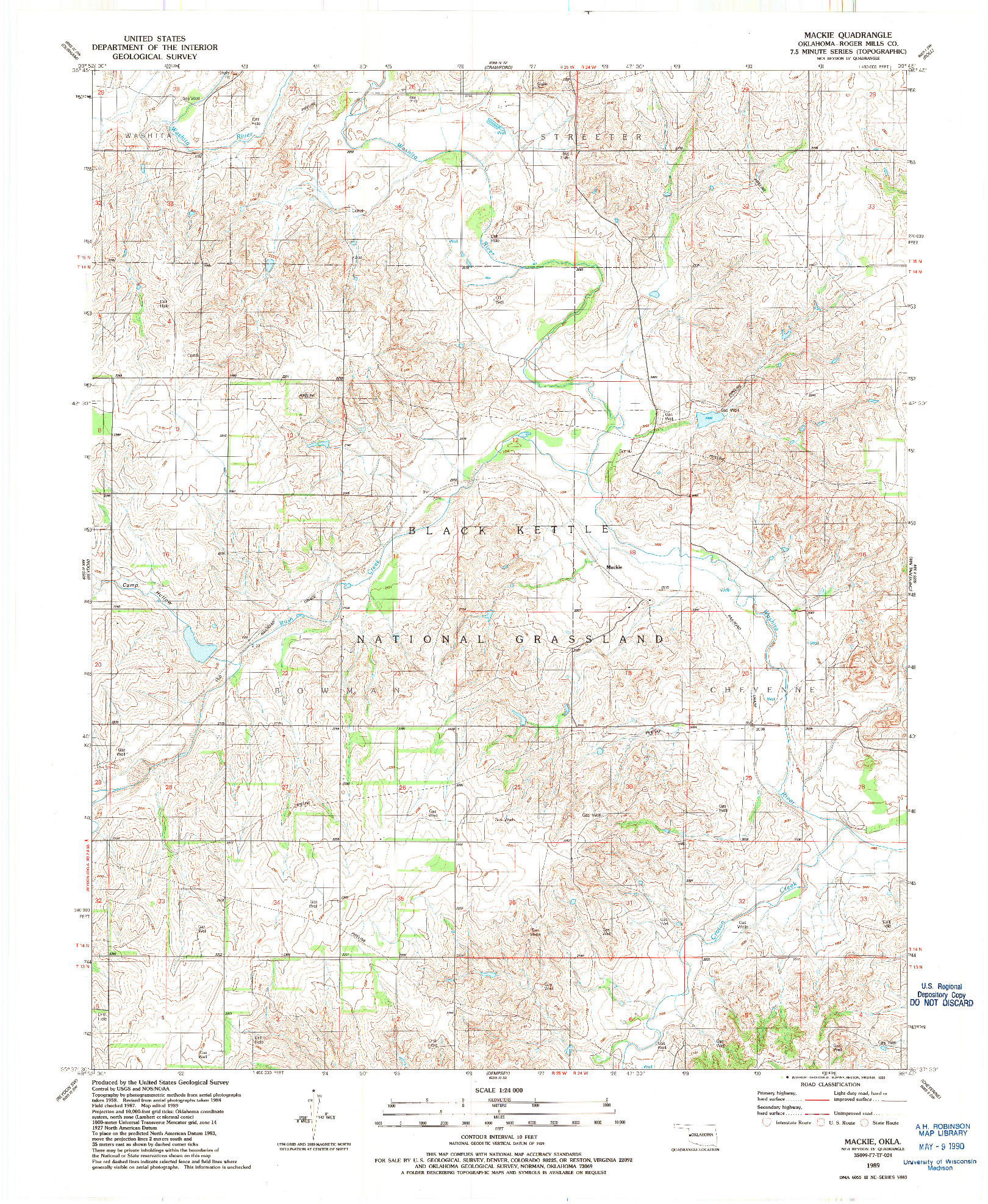 USGS 1:24000-SCALE QUADRANGLE FOR MACKIE, OK 1989