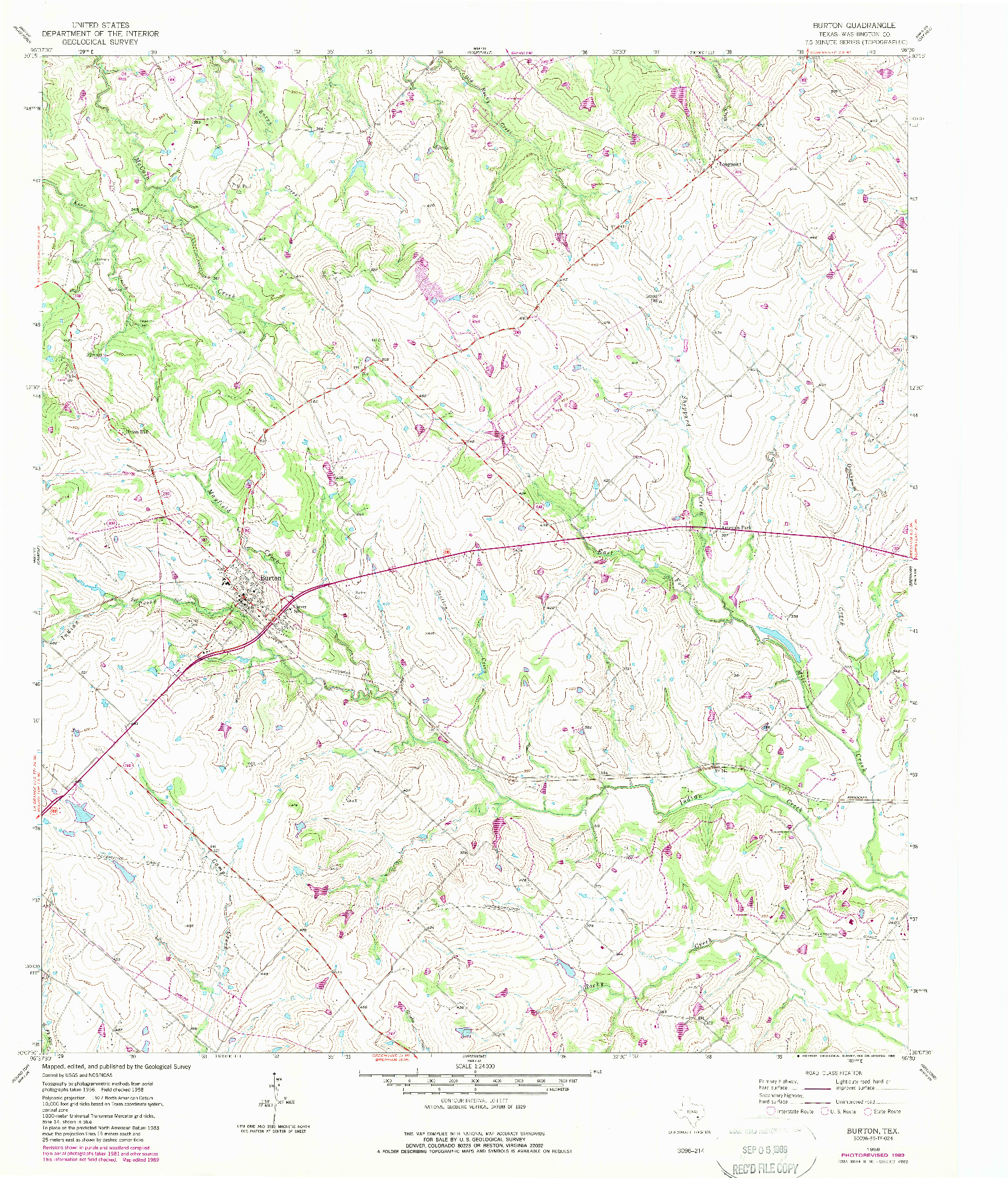 USGS 1:24000-SCALE QUADRANGLE FOR BURTON, TX 1958