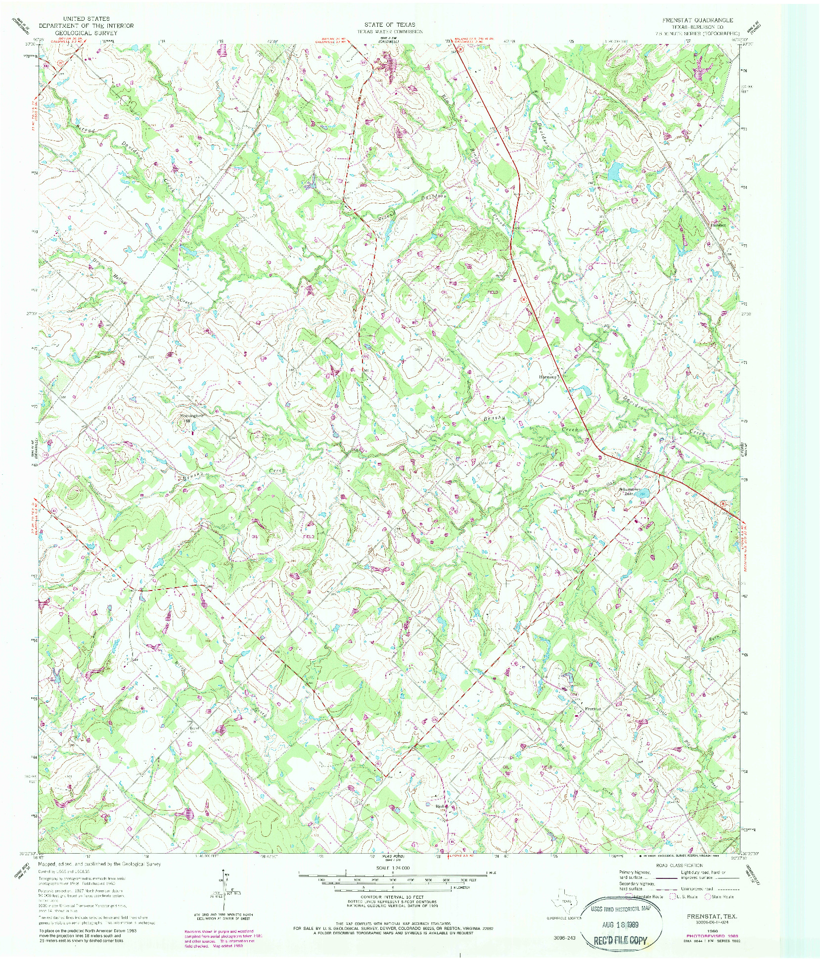 USGS 1:24000-SCALE QUADRANGLE FOR FRENSTAT, TX 1960