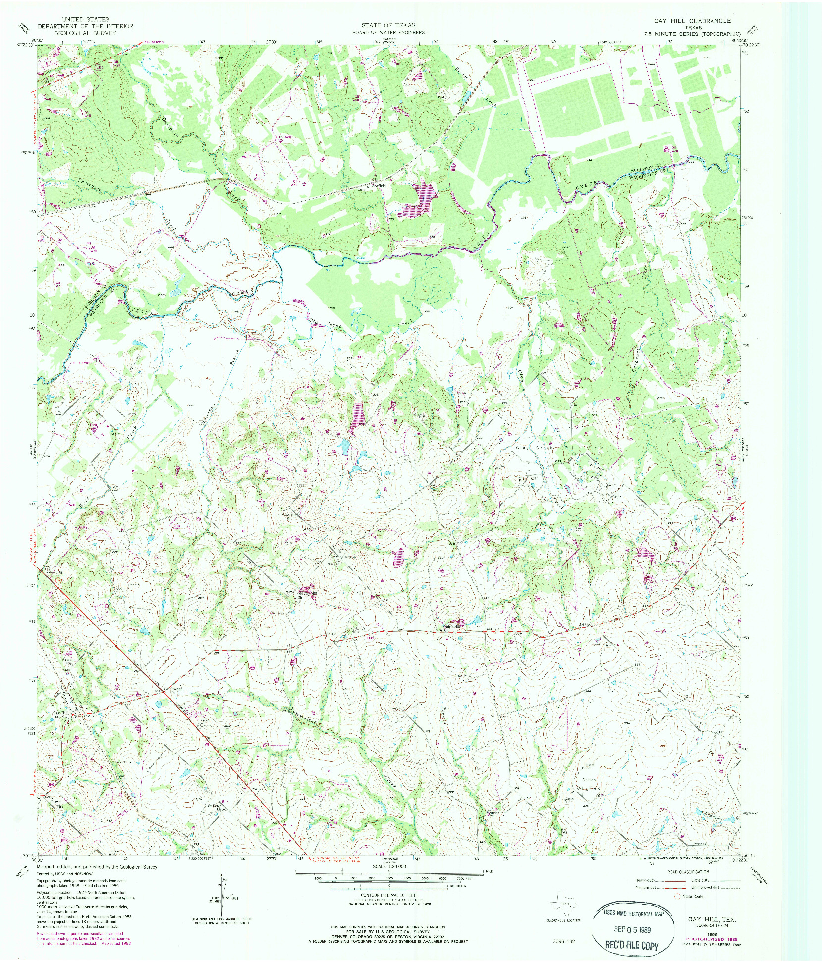 USGS 1:24000-SCALE QUADRANGLE FOR GAY HILL, TX 1959