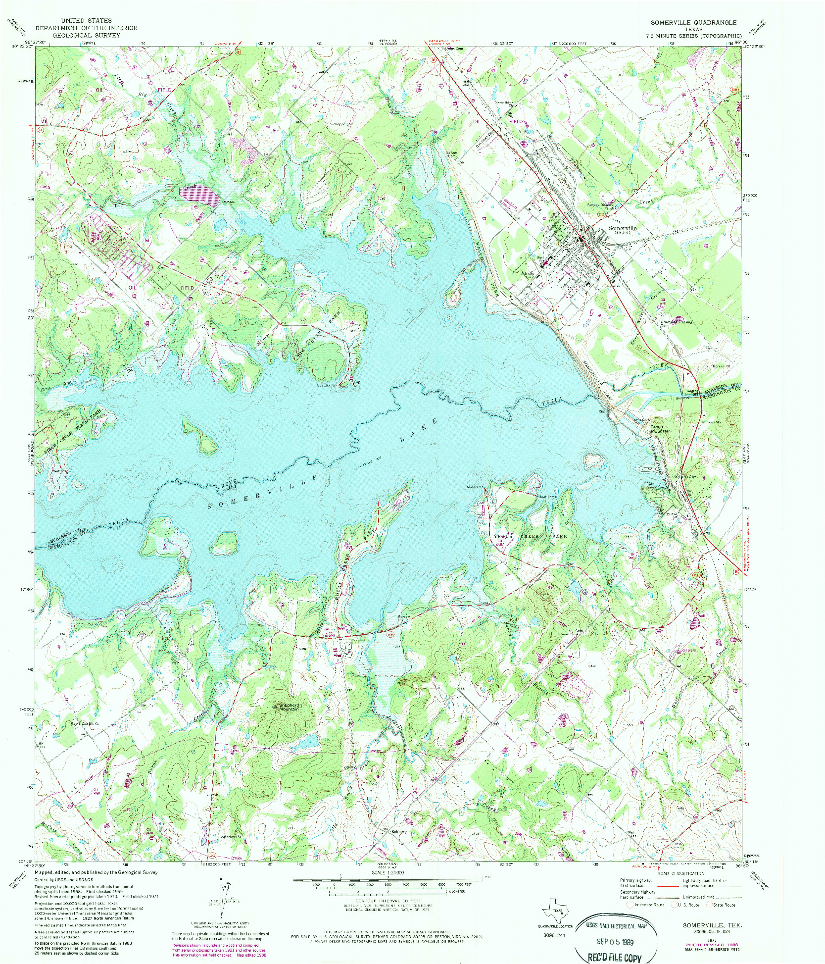 USGS 1:24000-SCALE QUADRANGLE FOR SOMERVILLE, TX 1971