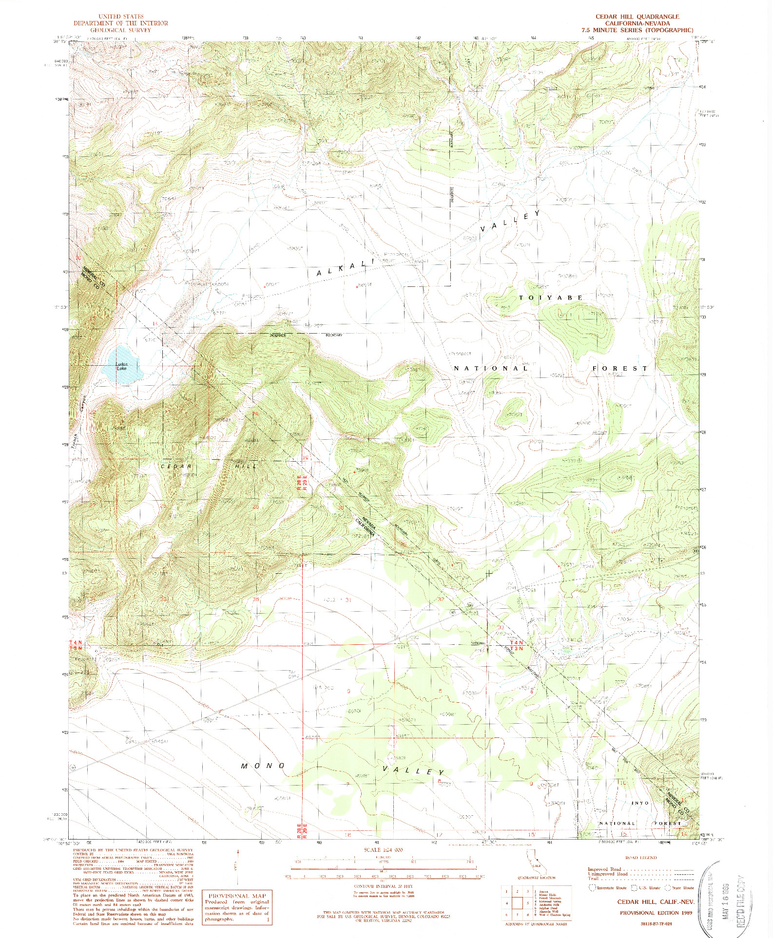 USGS 1:24000-SCALE QUADRANGLE FOR CEDAR HILL, CA 1989