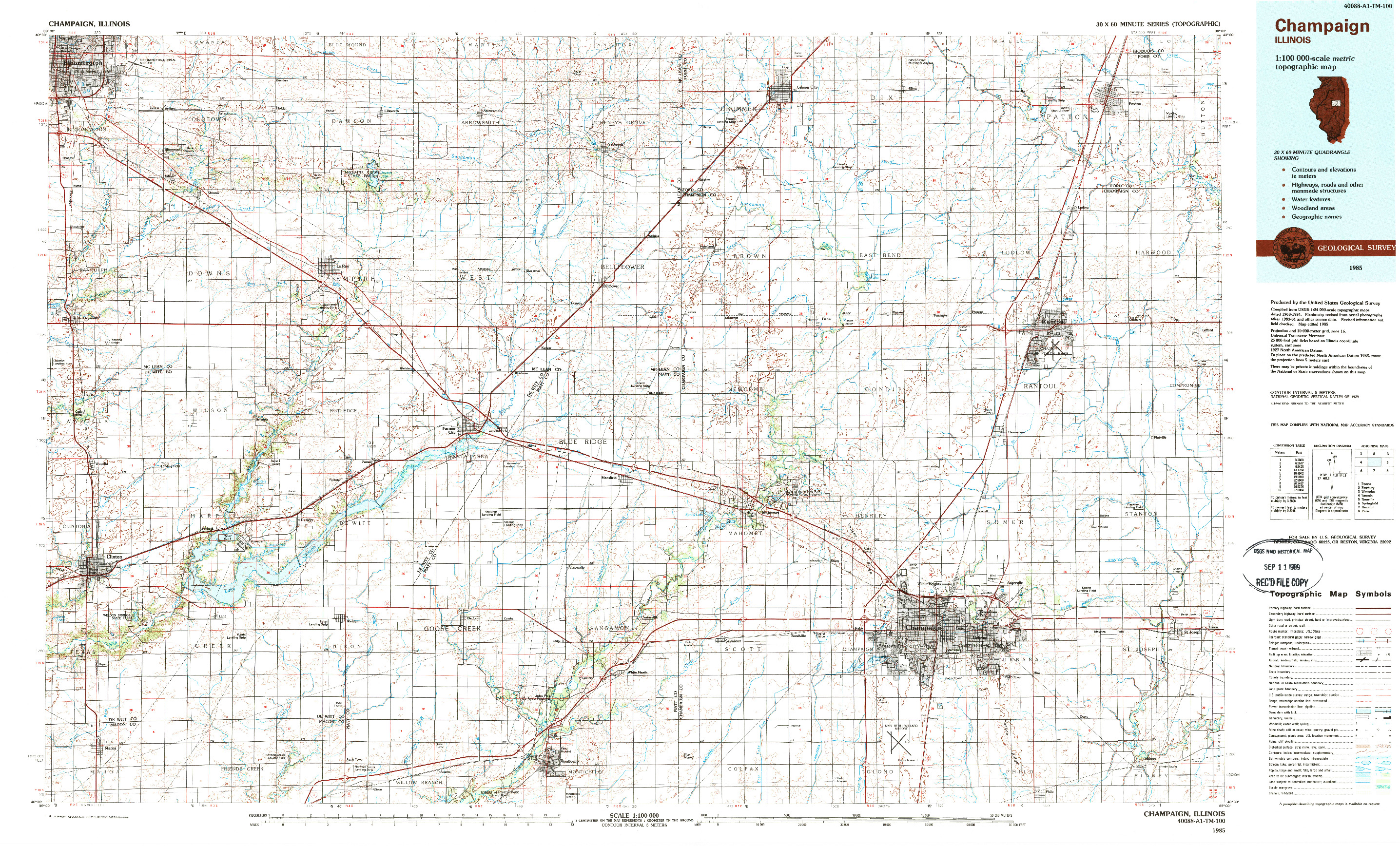 USGS 1:100000-SCALE QUADRANGLE FOR CHAMPAIGN, IL 1985