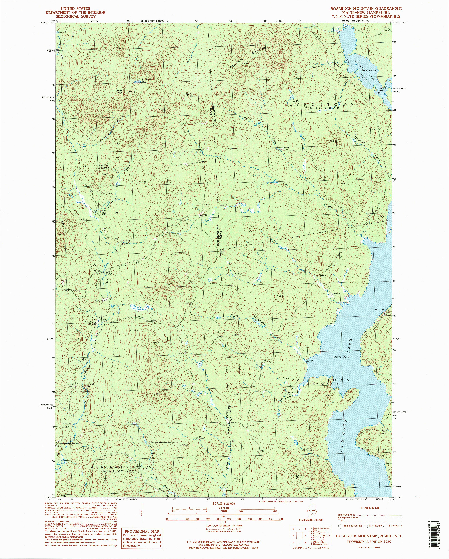 USGS 1:24000-SCALE QUADRANGLE FOR BOSEBUCK MOUNTAIN, ME 1989