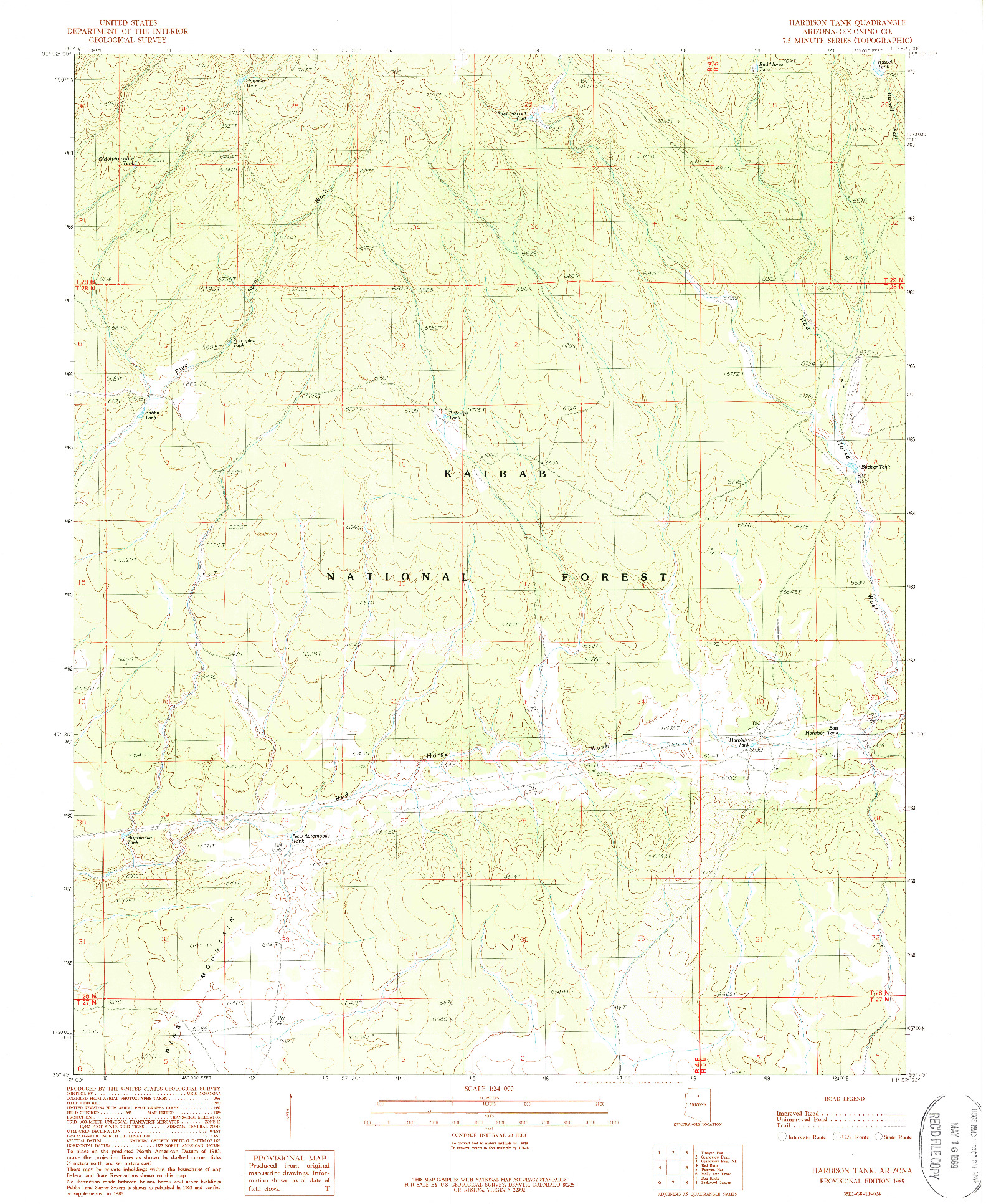 USGS 1:24000-SCALE QUADRANGLE FOR HARBISON TANK, AZ 1989