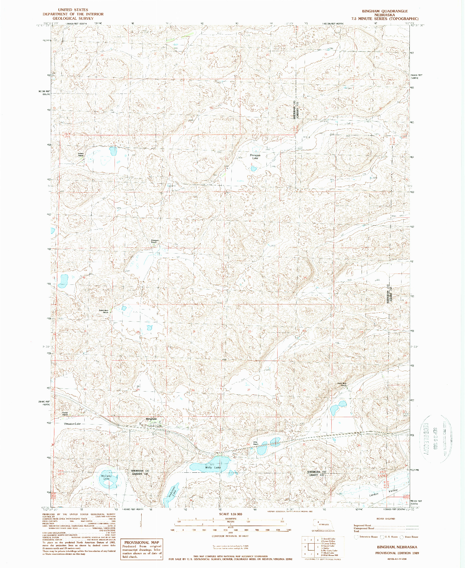 USGS 1:24000-SCALE QUADRANGLE FOR BINGHAM, NE 1989