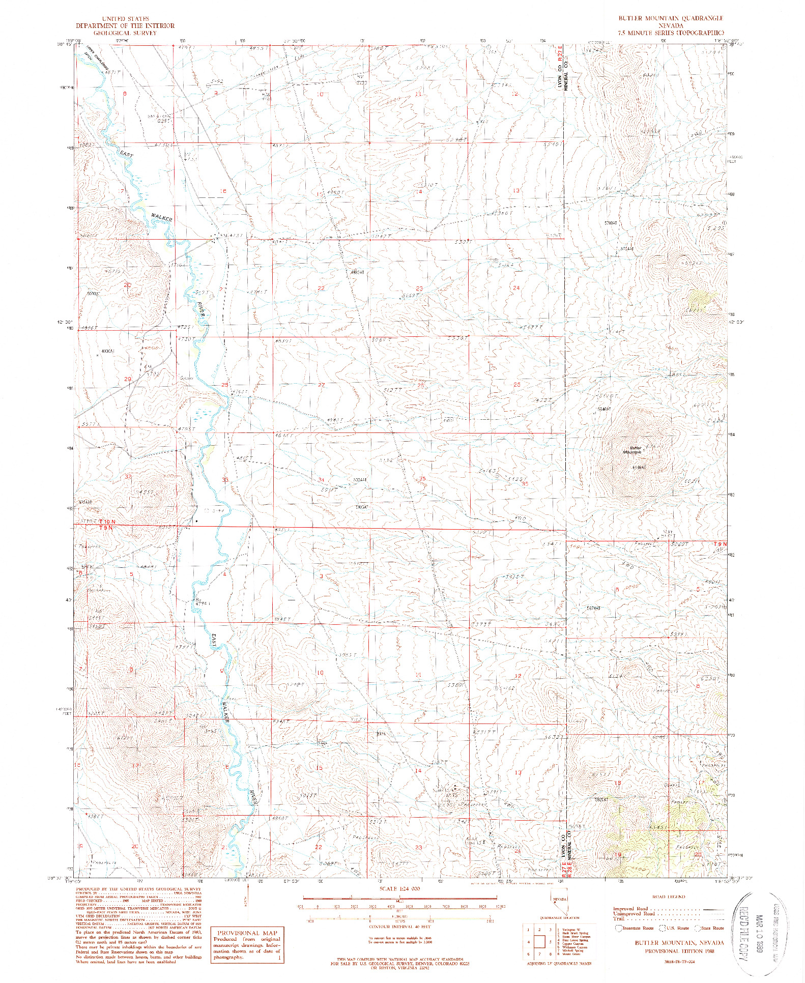 USGS 1:24000-SCALE QUADRANGLE FOR BUTLER MOUNTAIN, NV 1988